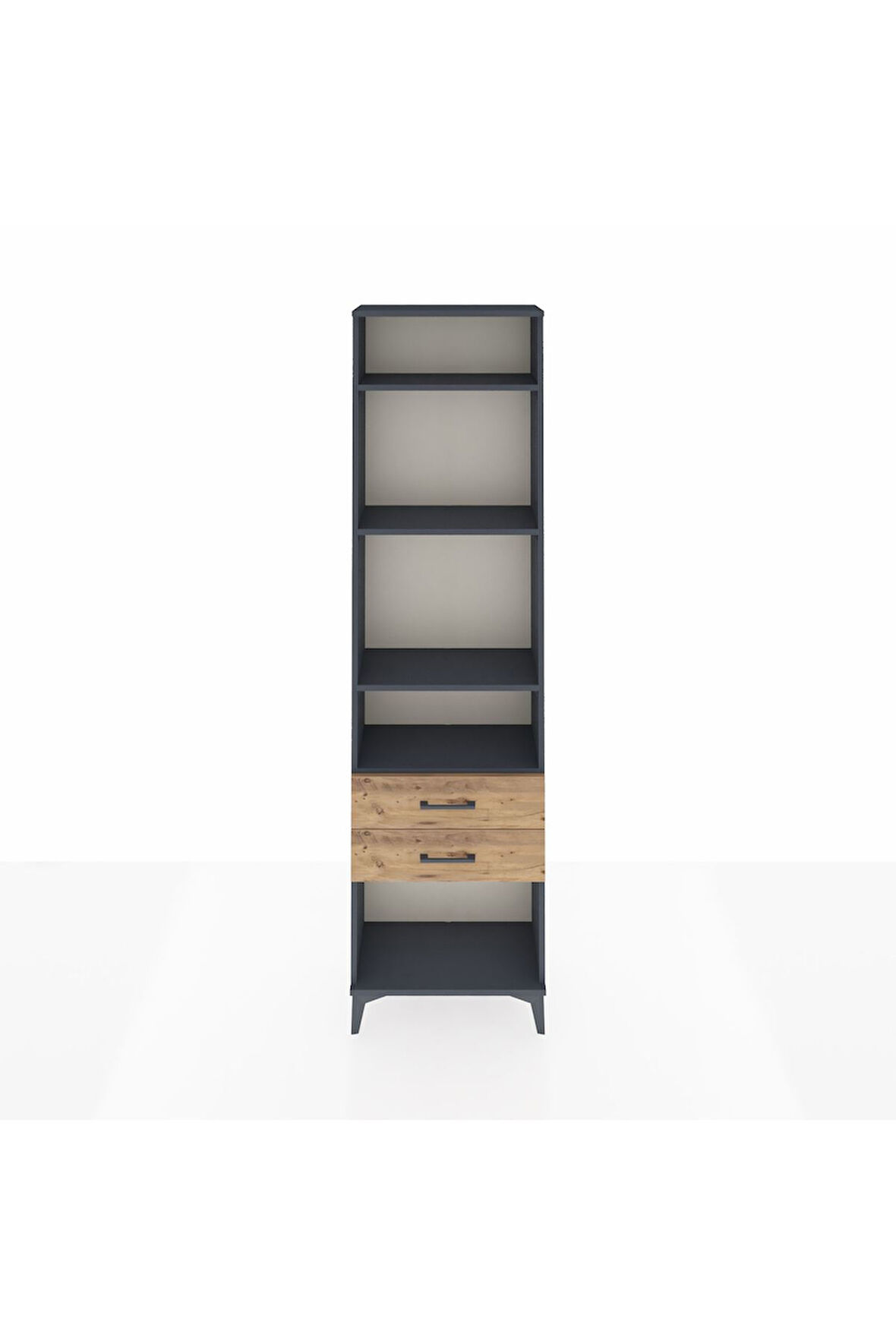 Arges Dolap 4 Raflı 2 Çekmeceli 60x30x221 Antrasit-Çam