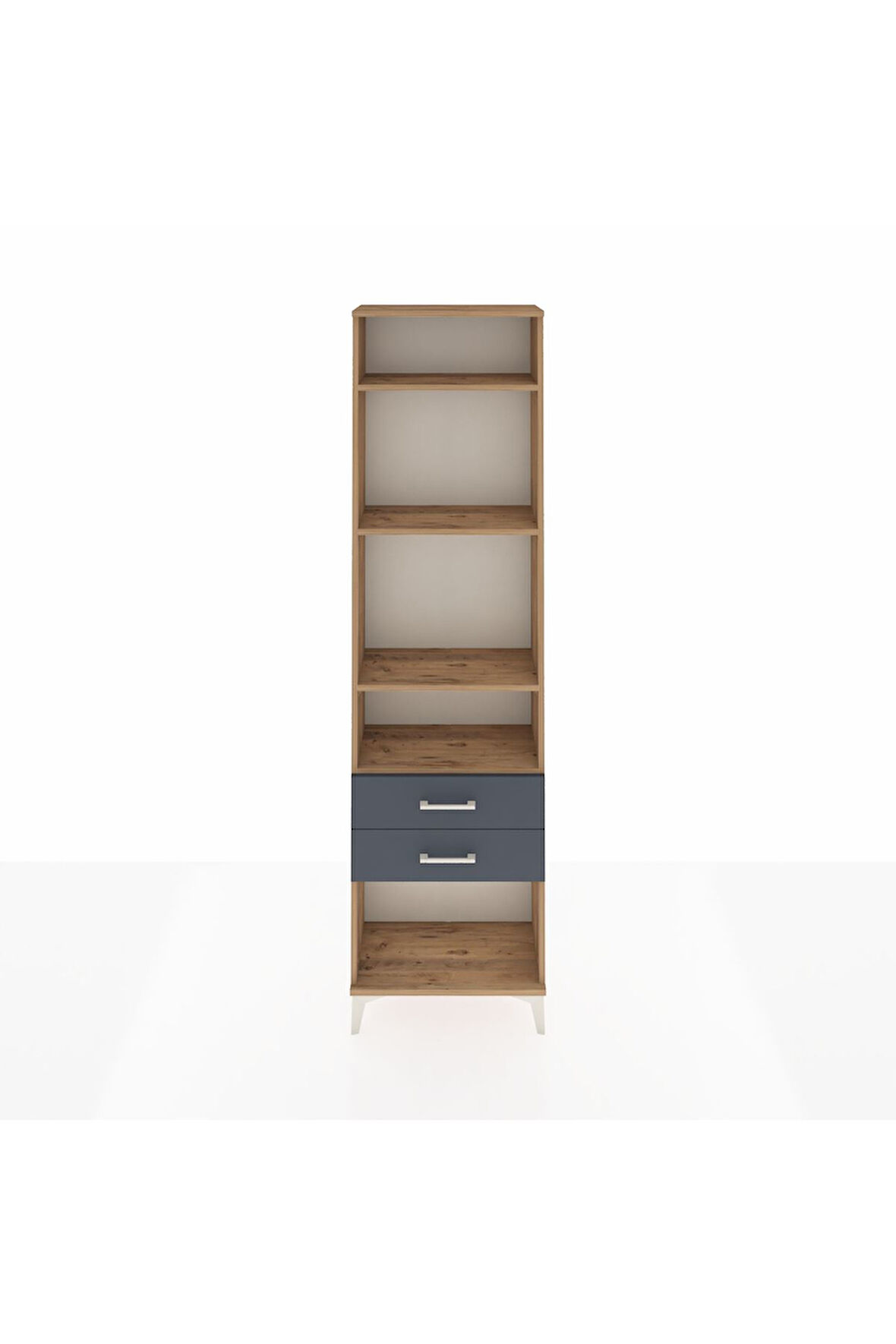 Arges Dolap 4 Raflı 2 Çekmeceli 60x30x221 Çam-Antrasit