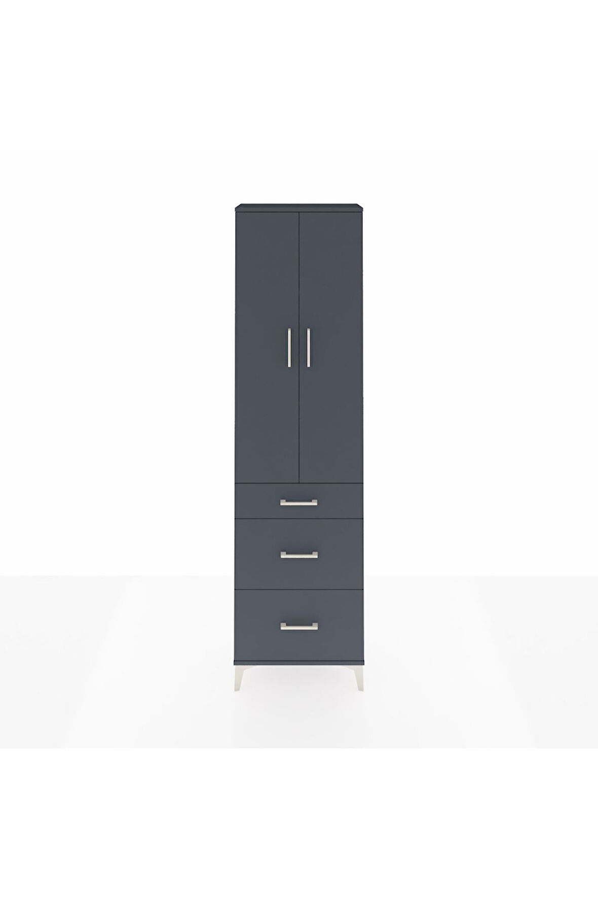 Arges Dolap 3 Raflı 3 Çekmeceli 2 Kapaklı 60x30x221 Antrasit-Antrasit