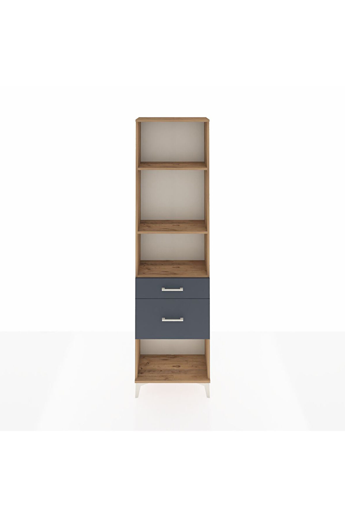 Arges Dolap 3 Raflı 2 Çekmeceli 60x30x221 Çam-Antrasit