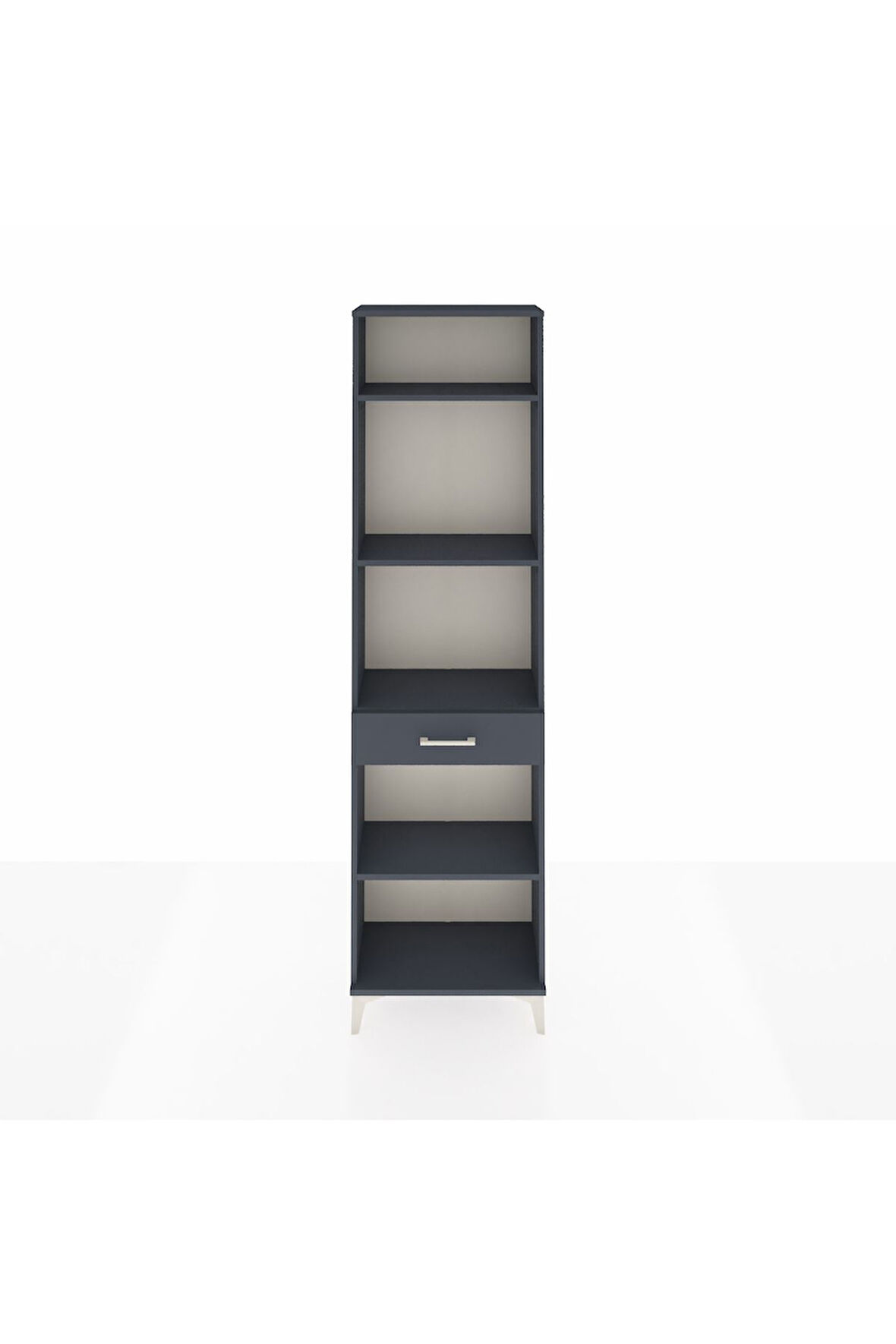 Arges Dolap 4 Raflı Tek Çekmeceli 60x30x221 Antrasit-Antrasit