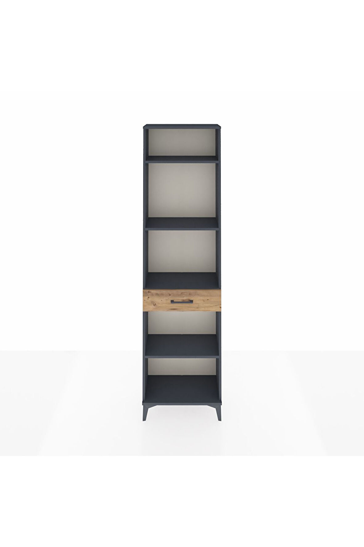 Arges Dolap 4 Raflı Tek Çekmeceli 60x30x221 Antrasit-Çam