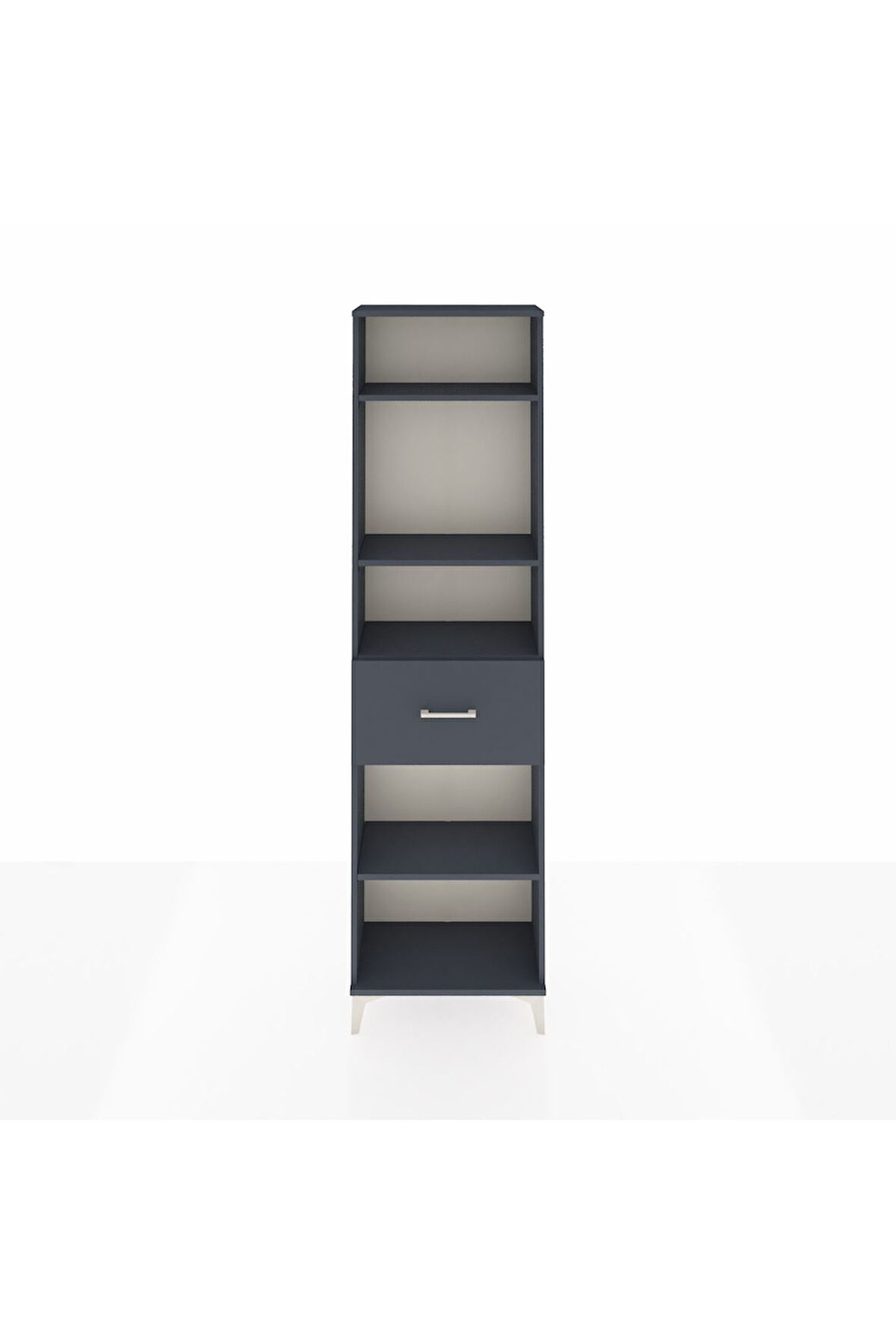 Arges Dolap 4 Raflı Tek Çekmeceli 60x30x221 Antrasit-Antrasit