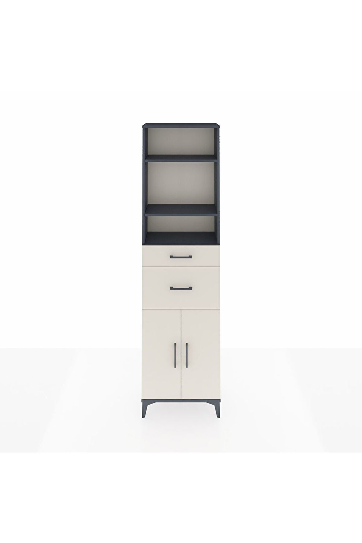 Arges Dolap 4 Raflı 2 Çekmeceli 2 Kapaklı 60x30x221 Antrasit-Aytaşı