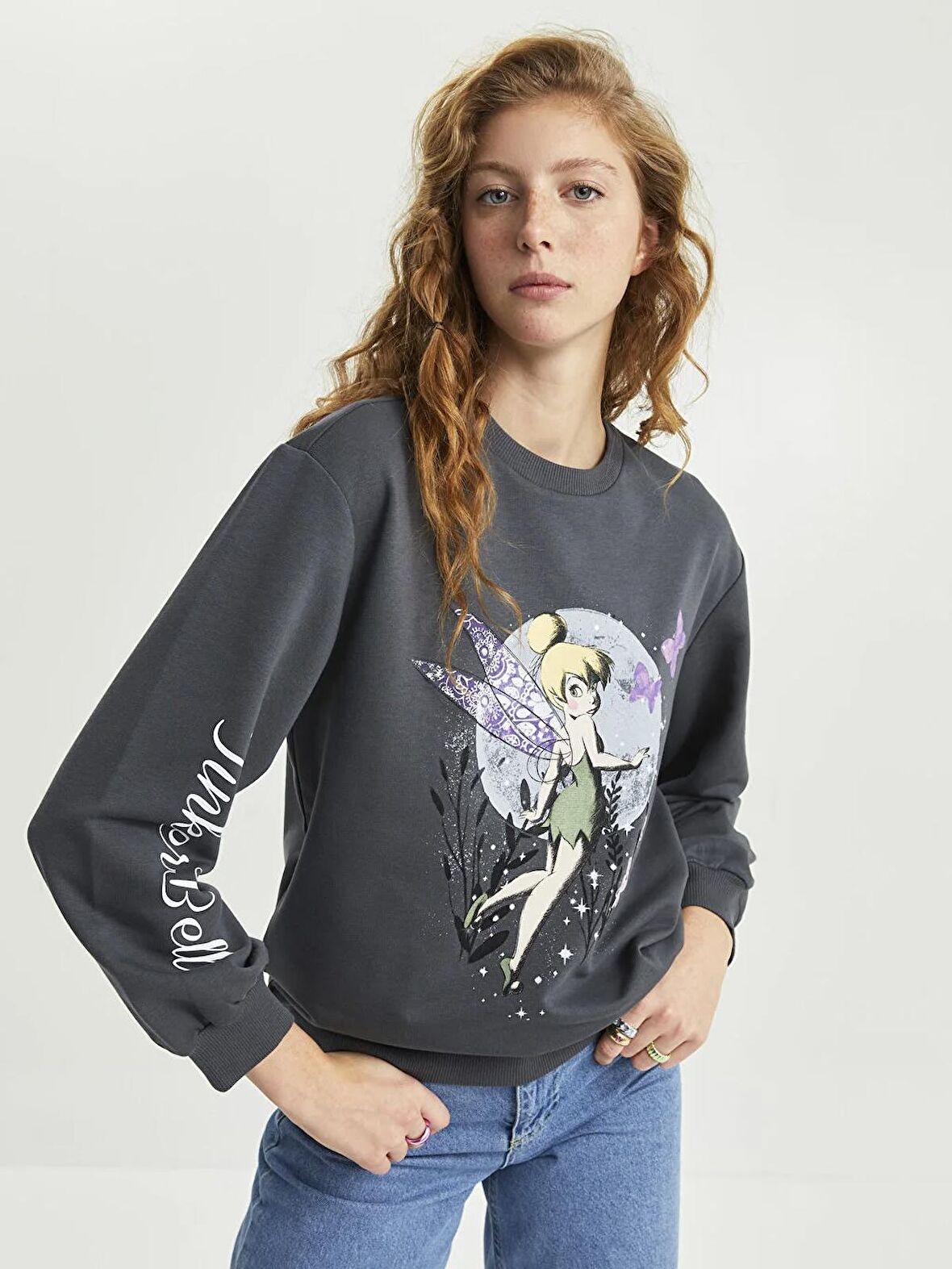 Bisiklet Yaka Faires Baskılı Uzun Kollu Kadın Sweatshirt