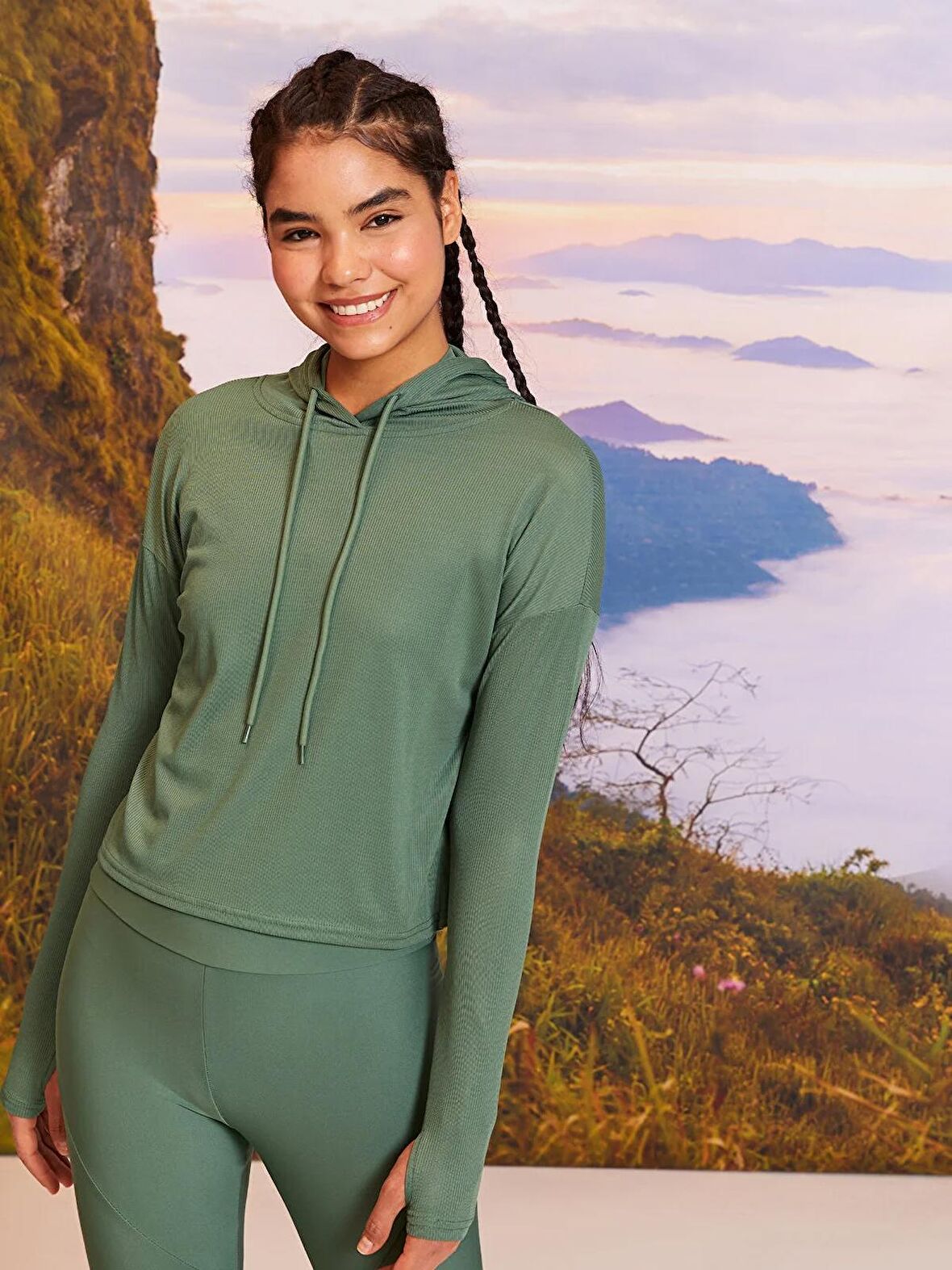 Düz Uzun Kollu Kadın Hoodie