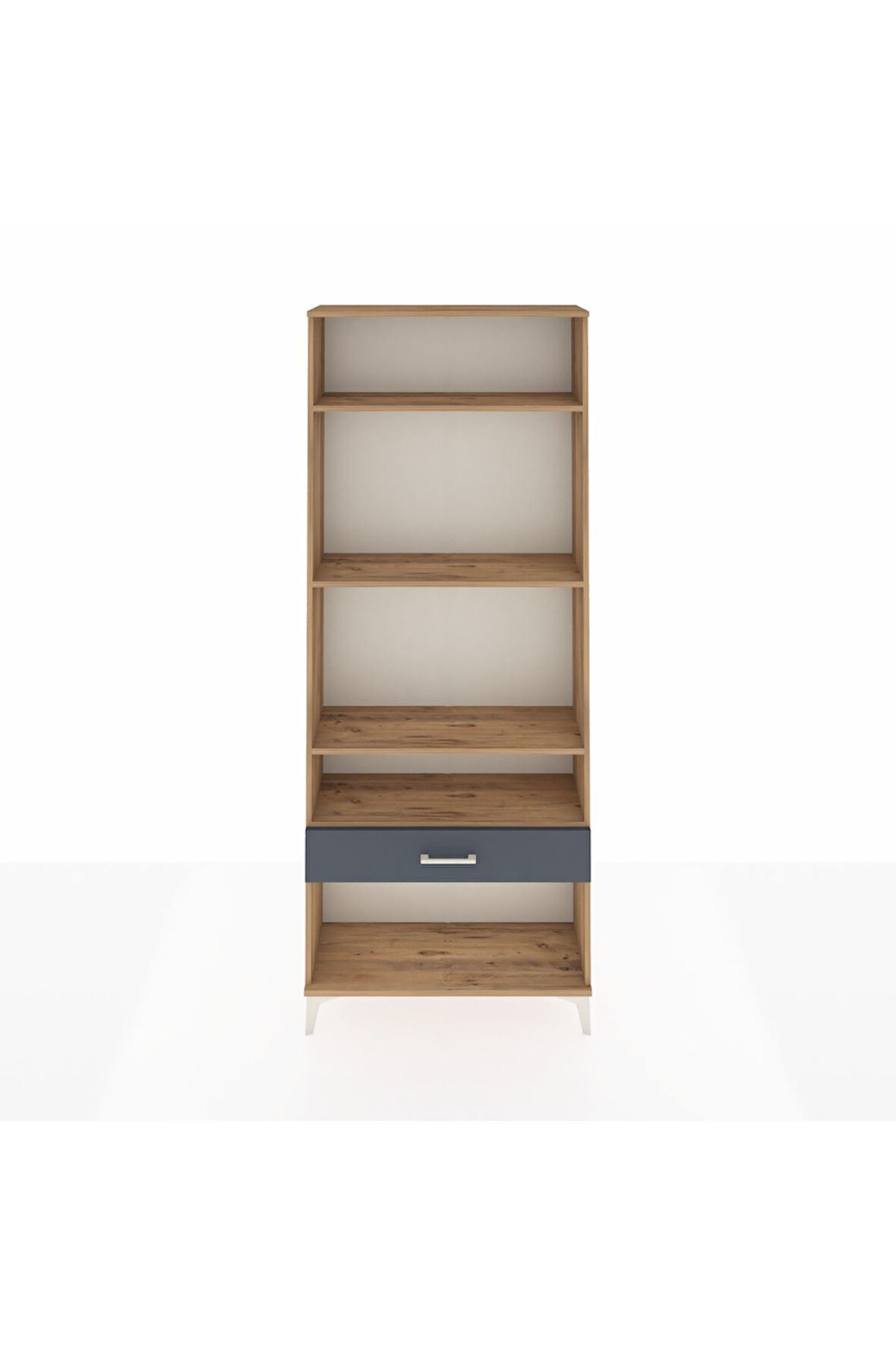 Arges Dolap 4 Raflı Tek Çekmeceli 88x30x221 Çam-Antrasit