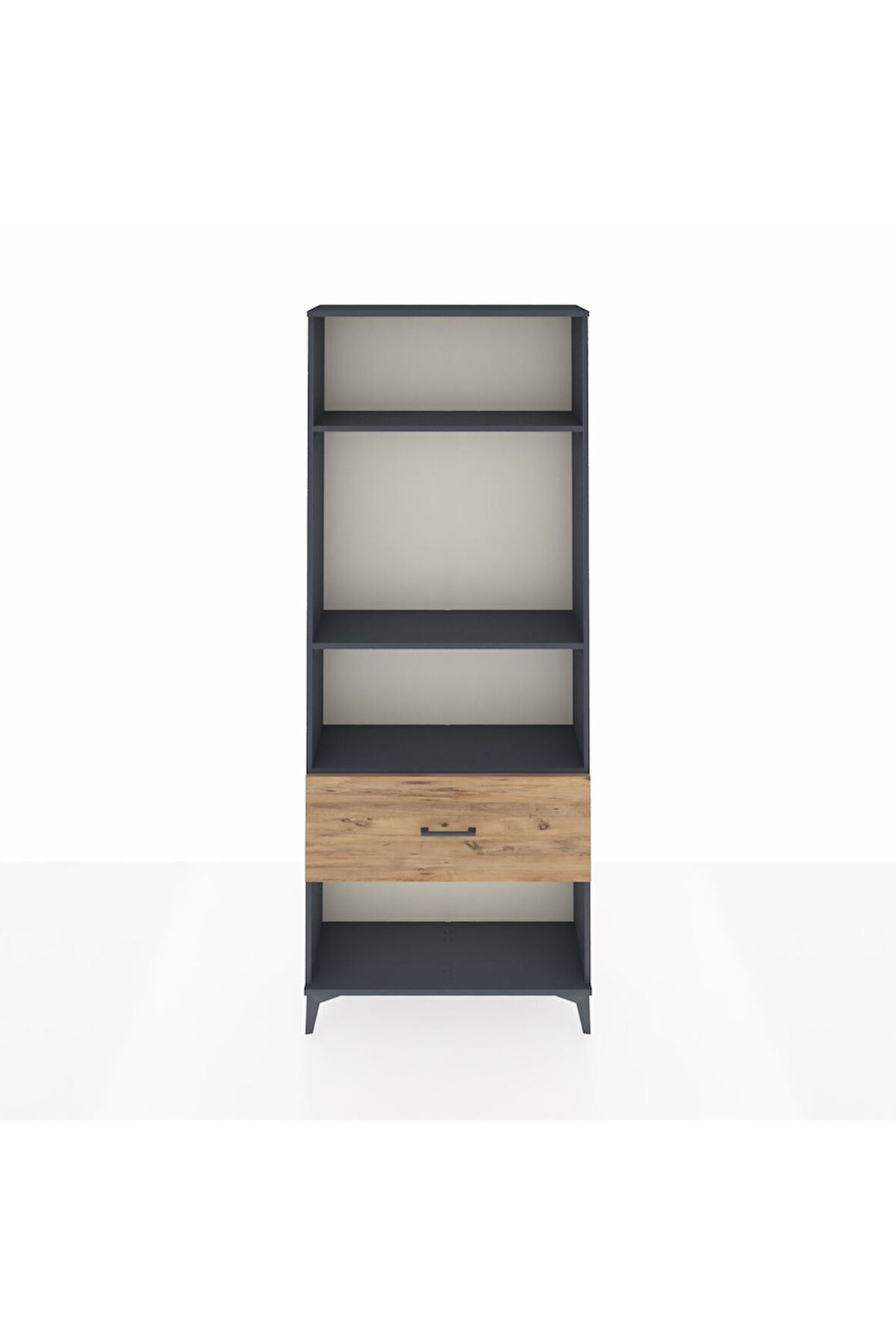 Arges Dolap 3 Raflı Tek Çekmeceli 88x30x221 Antrasit-Çam