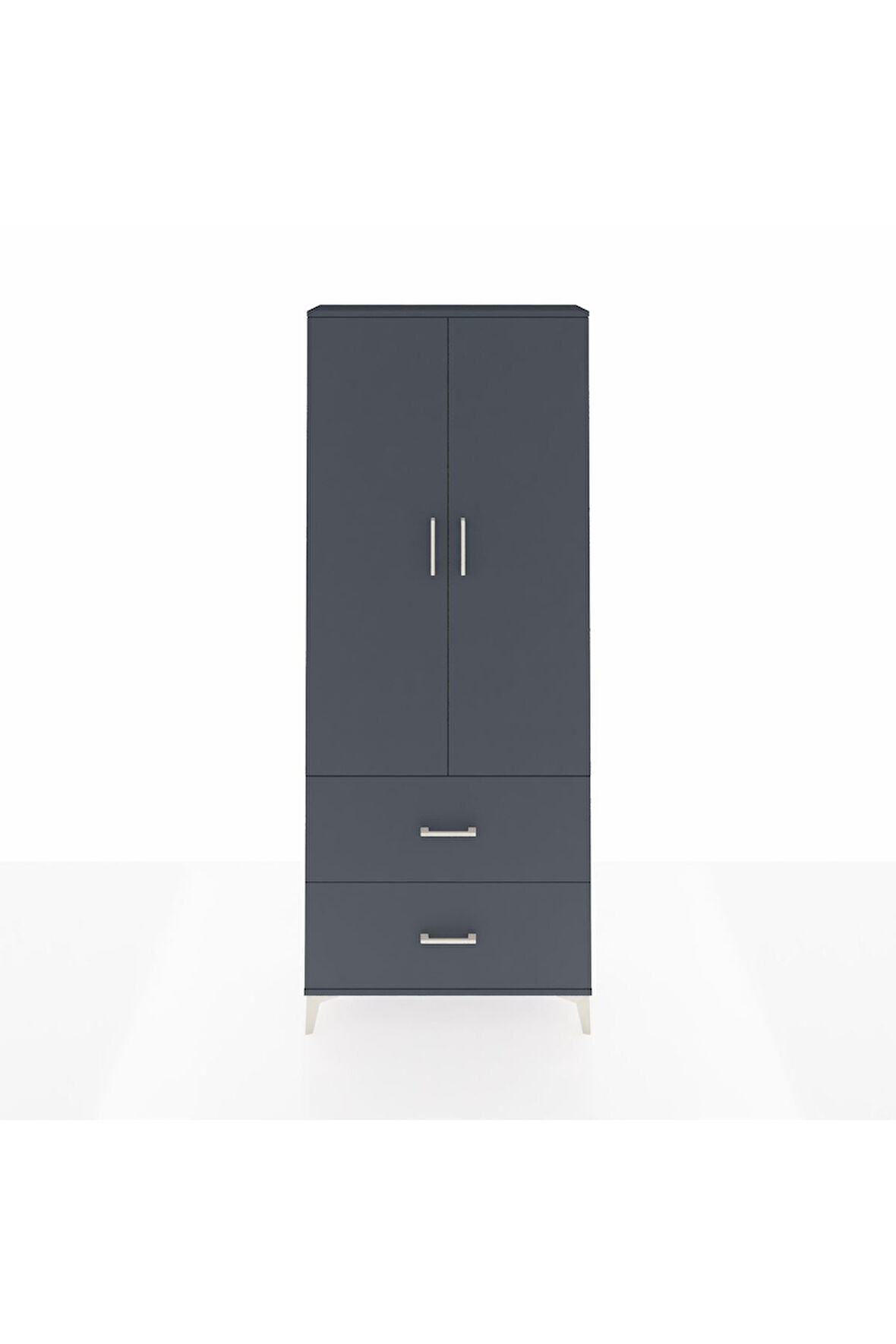 Arges Dolap 2 Raflı 2 Çekmeceli Tek Askılı 88x30x221 Antrasit-Antrasit