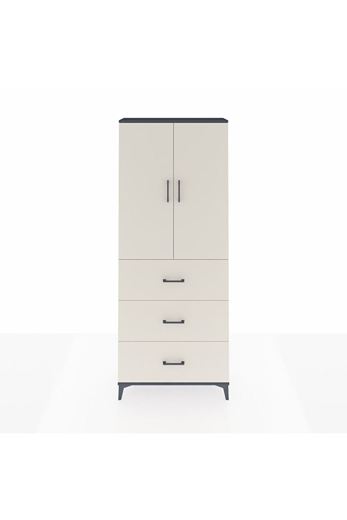Arges Dolap 3 Raflı 3 Çekmeceli 2 Kapaklı 88x30x221 Antrasit-Aytaşı