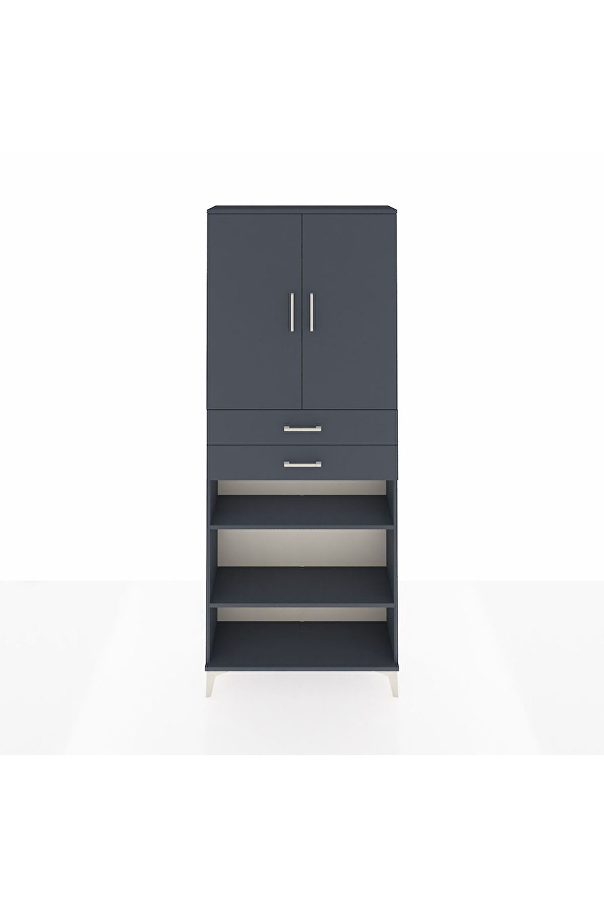 Arges Dolap 5 Raflı 2 Çekmeceli 2 Kapaklı 88x30x221 Antrasit-Antrasit