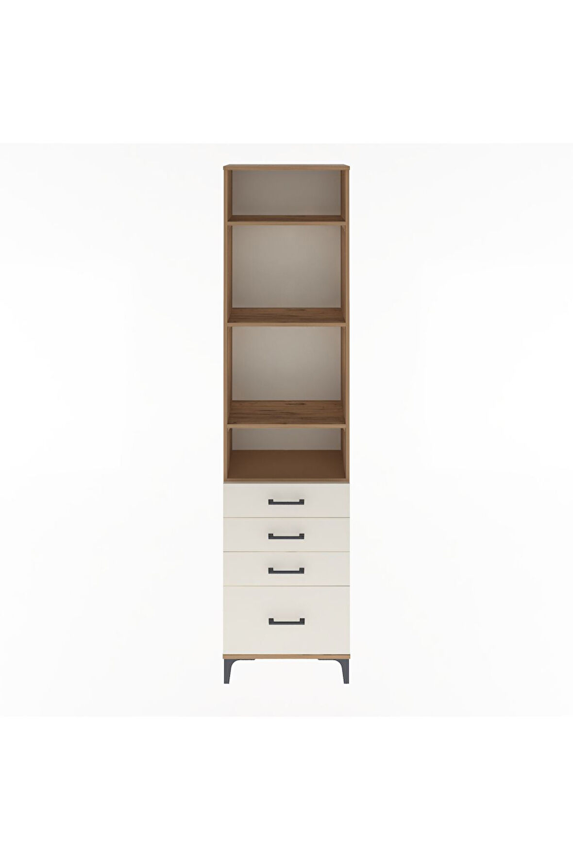 Arges Dolap 4 Raflı 4 Çekmeceli 60x30x243 Çam-Aytaşı