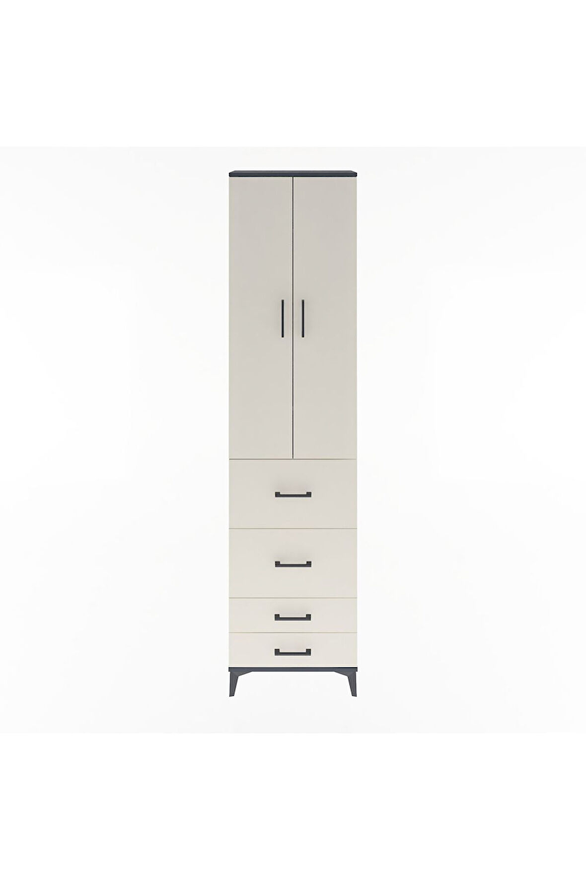 Arges Dolap 4 Raflı 4 Çekmeceli 2 Kapaklı 60x30x243 Antrasit-Aytaşı