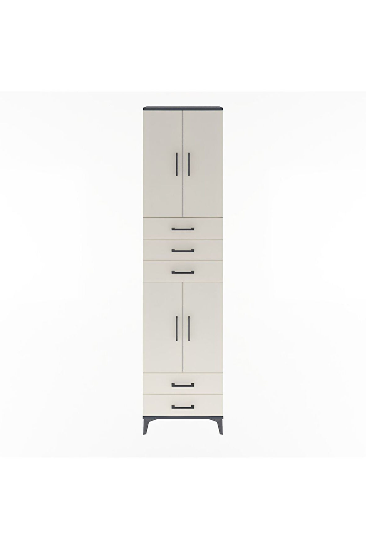 Arges Dolap 5 Raflı 5 Çekmeceli 4 Kapaklı 60x30x243 Antrasit-Aytaşı