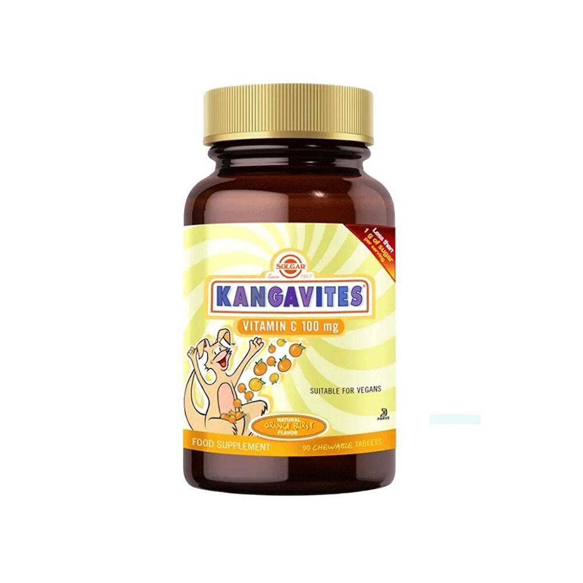 Kangavites Vitamin C 100 mg Çocuklara Özel Portakal Aromalı Çiğnenebilir Takviye Edici Gıda 90Tablet