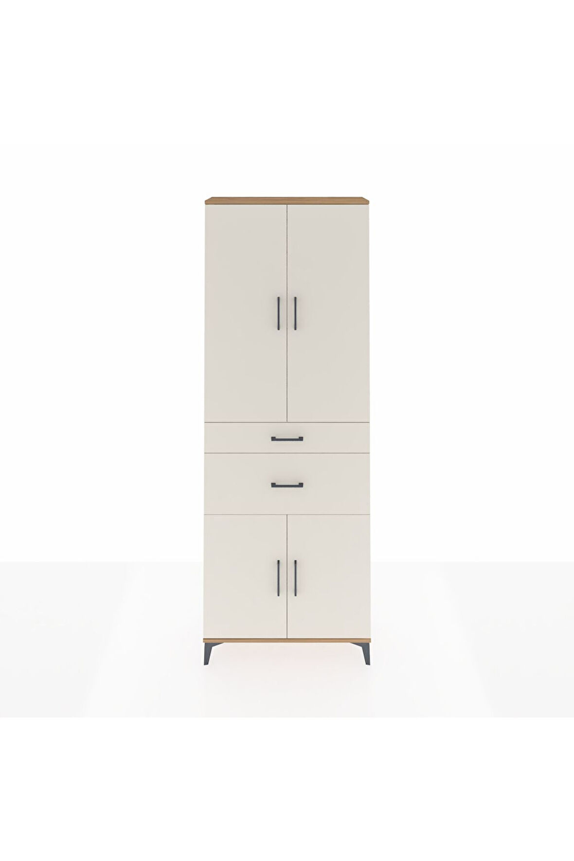 Arges Dolap 4 Raflı 2 Çekmeceli 4 Kapaklı 88x30x243 Çam-Aytaşı