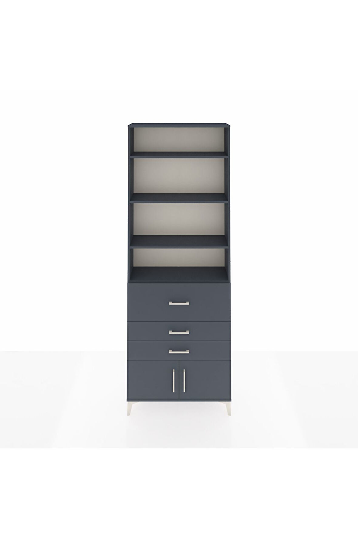 Arges Dolap 3 Raflı 2 Kapaklı Tek Askılı 88x30x243 Antrasit-Antrasit