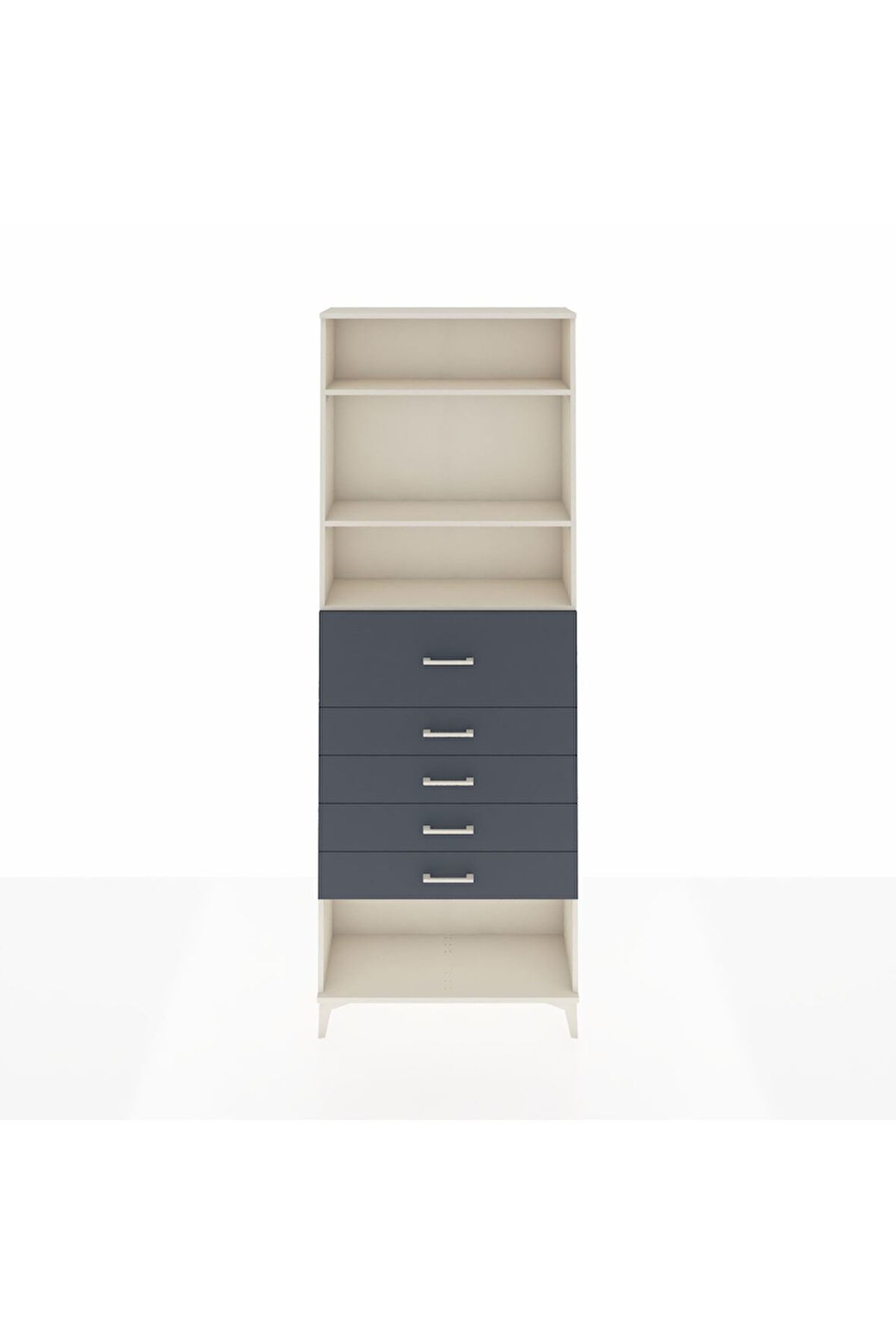 Arges Dolap 3 Raflı 5 Çekmeceli 88x30x243 Aytaşı-Antrasit