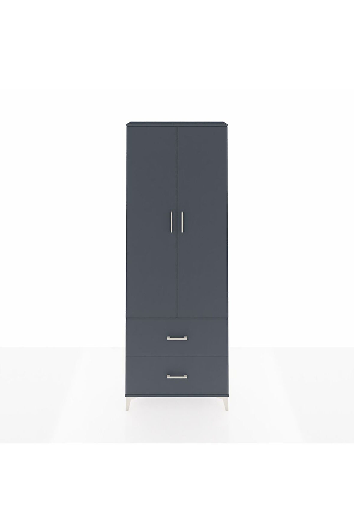 Arges Dolap 4 Raflı 2 Çekmeceli 2 Kapaklı 88x30x243 Antrasit-Antrasit