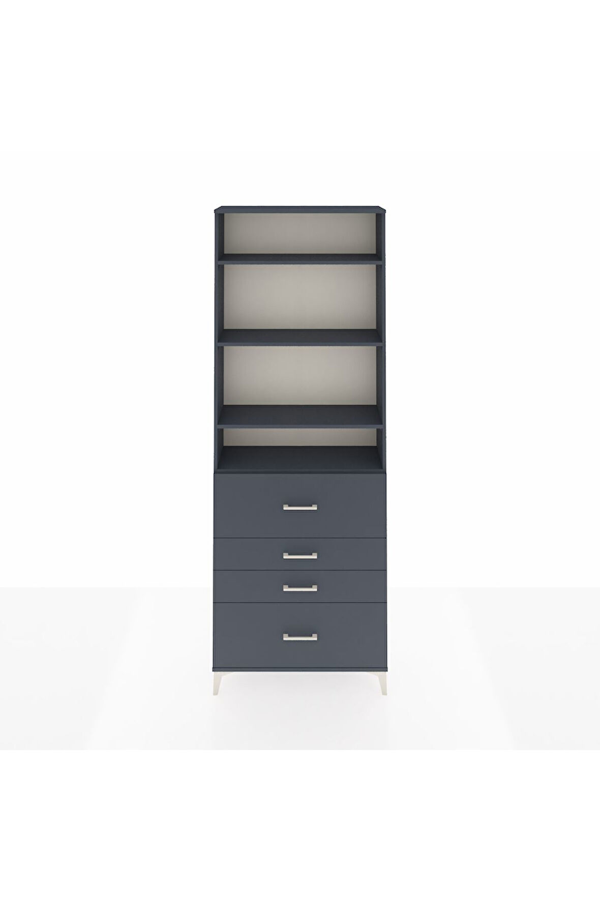 Arges Dolap 4 Raflı 4 Çekmeceli 88x30x243 Antrasit-Antrasit