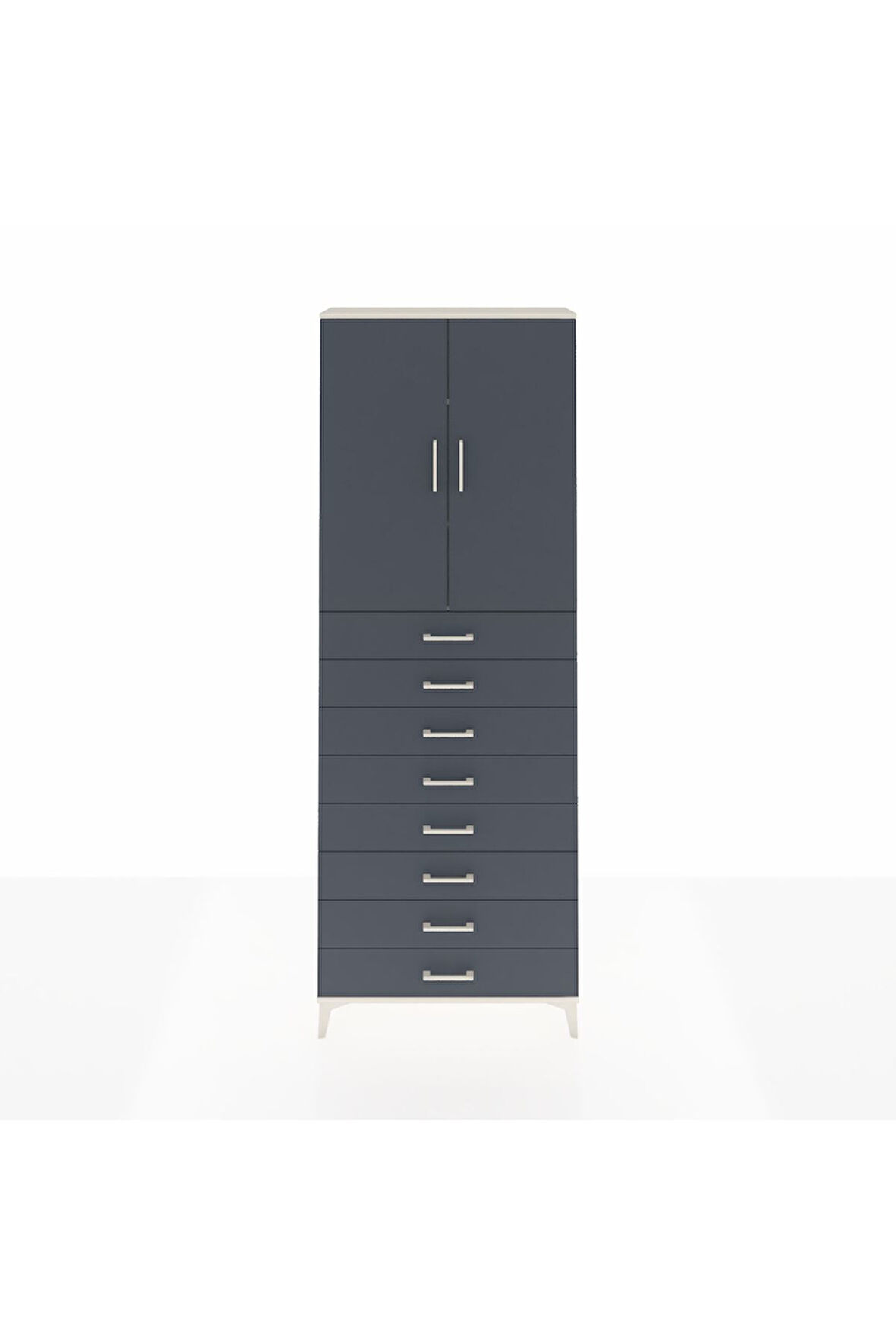 Arges Dolap 3 Raflı 8 Çekmeceli 2 Kapaklı 88x30x243 Aytaşı-Antrasit