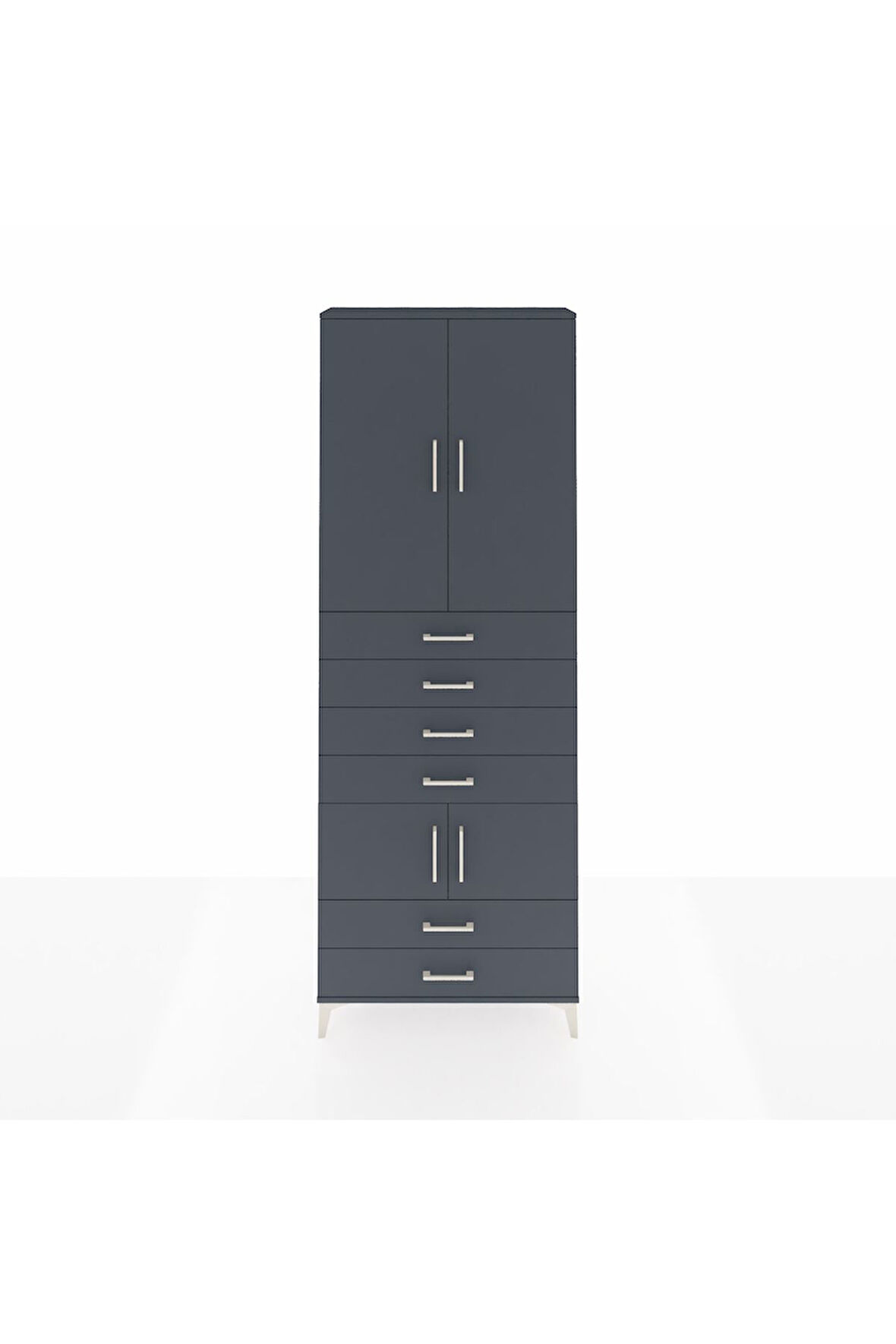 Arges Dolap 4 Raflı 6 Çekmeceli 4 Kapaklı 88x30x243 Antrasit-Antrasit