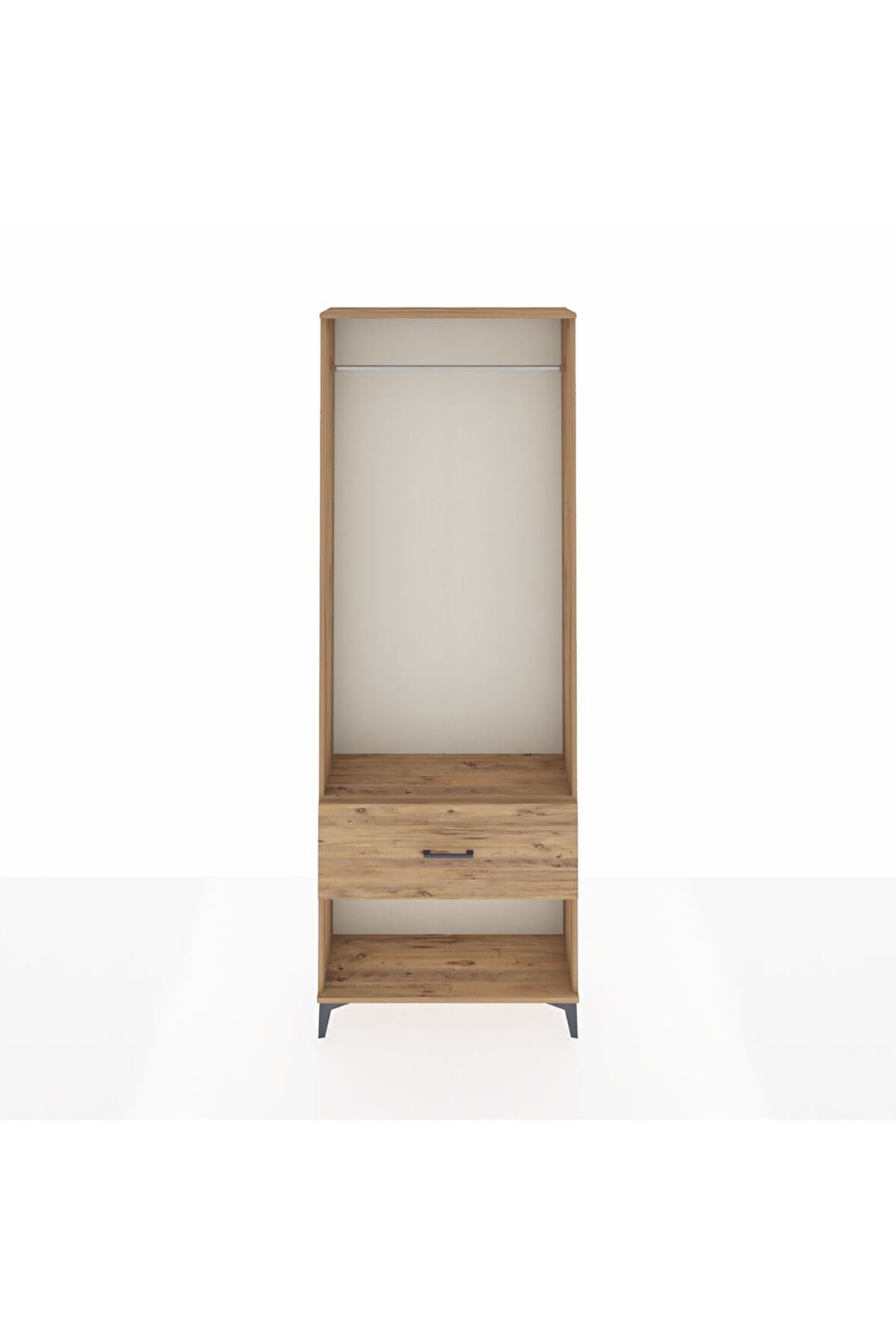 Arges Dolap Tek Raflı Tek Çekmeceli Tek Askılı 88x30x243 Çam-Çam