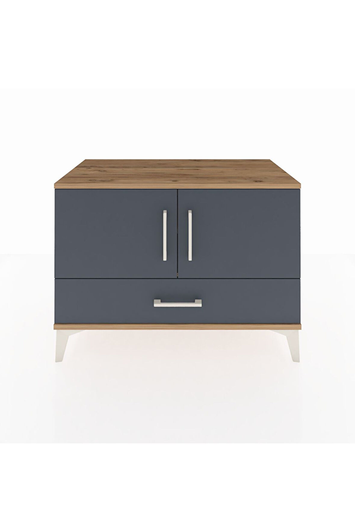 Hyperion Şifonyer 2 Raflı Tek Çekmeceli 2 Kapaklı 88x44x64 Çam-Antrasit