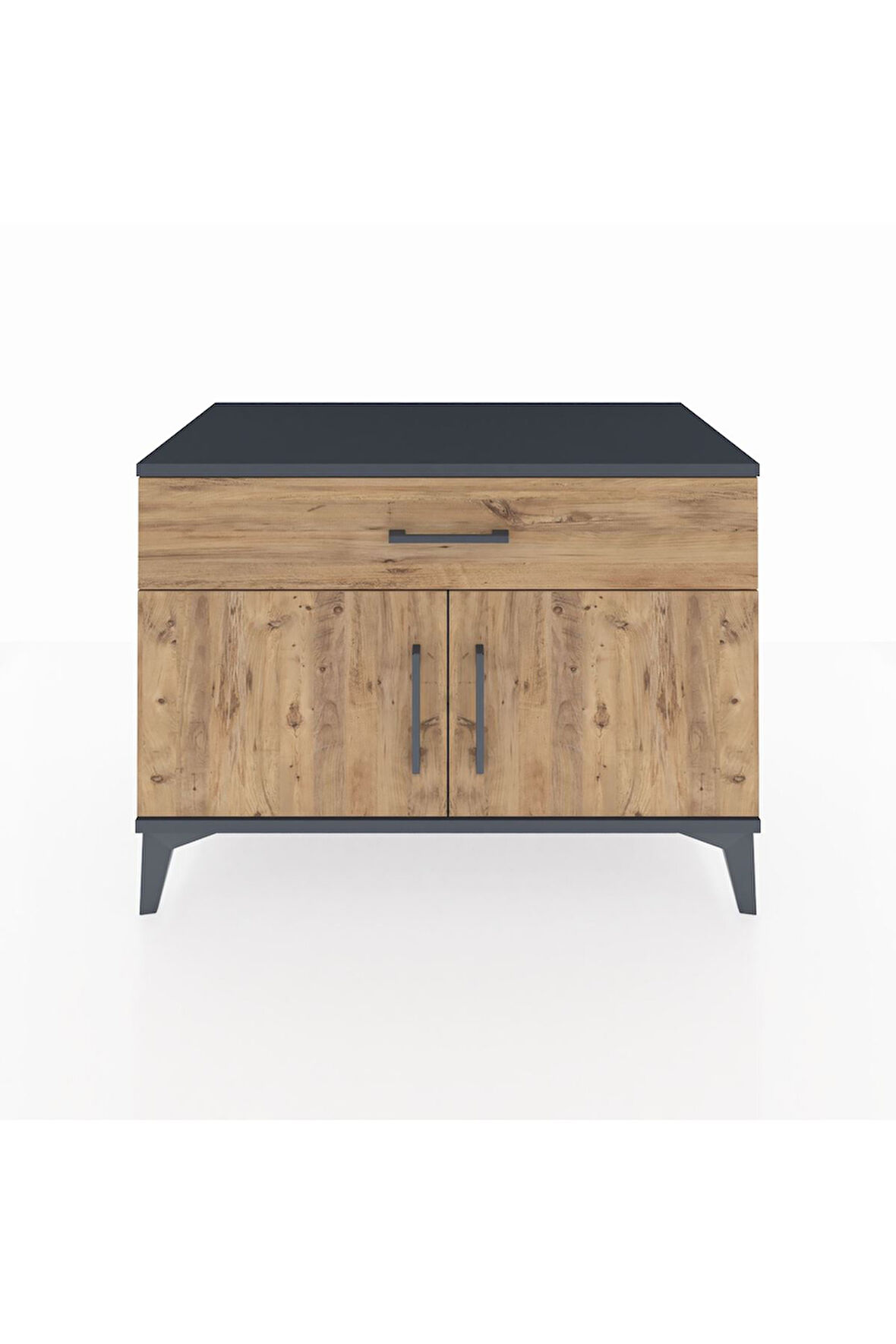 Hyperion Şifonyer Tek Raflı Tek Çekmeceli 2 Kapaklı 88x44x64 Antrasit-Çam