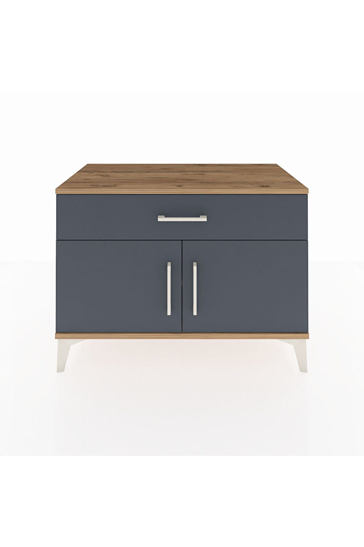 Hyperion Şifonyer Tek Raflı Tek Çekmeceli 2 Kapaklı 88x44x64 Çam-Antrasit