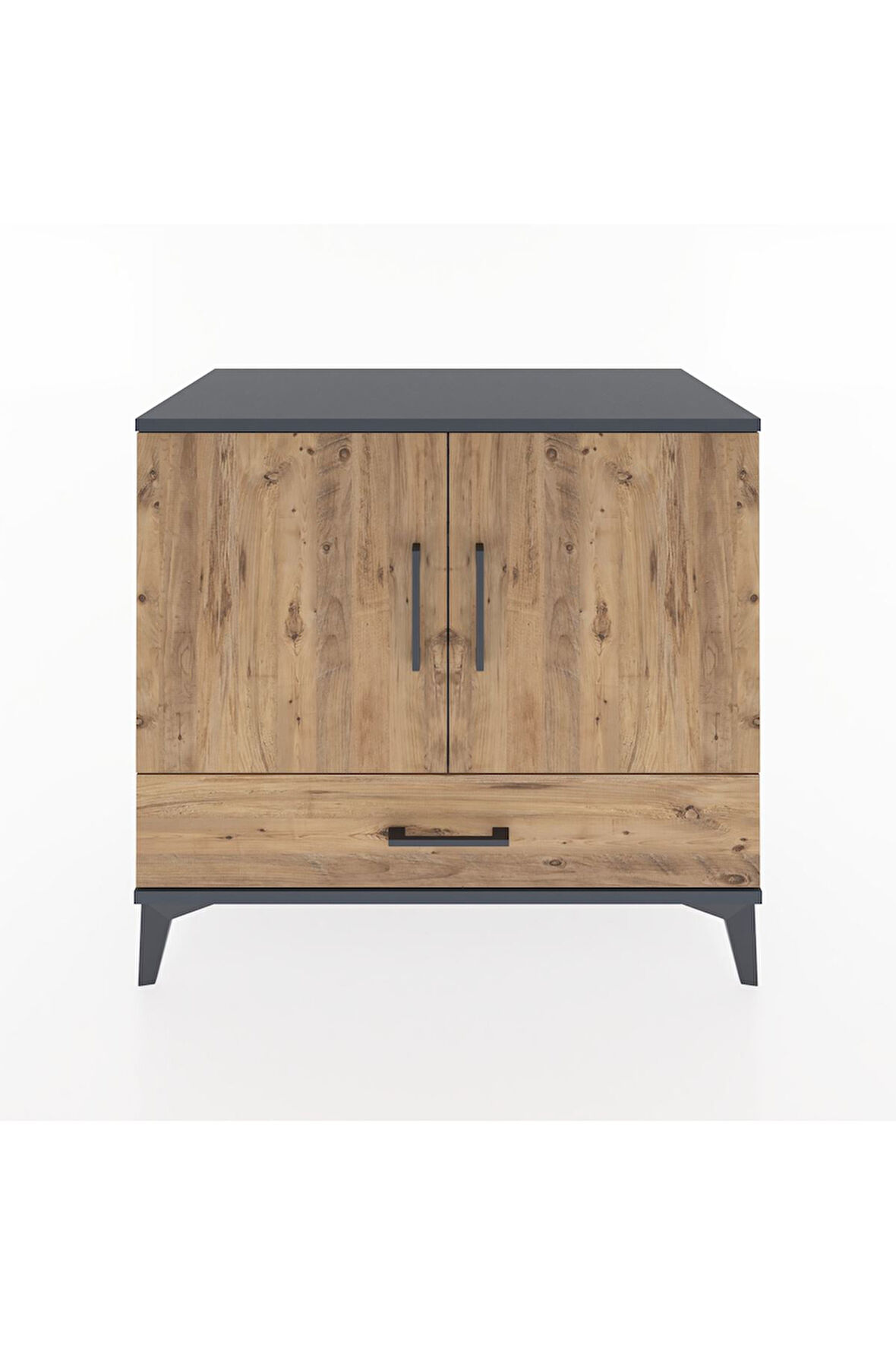 Hyperion Şifonyer 3 Raflı Tek Çekmeceli 2 Kapaklı 88x44x80 Antrasit-Çam