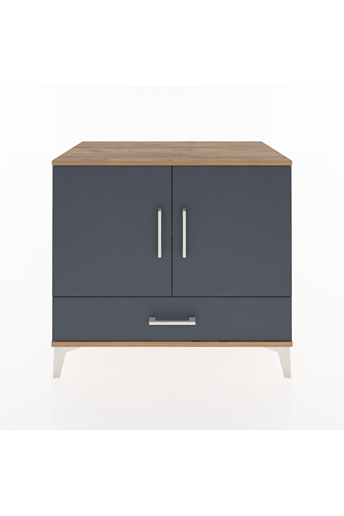 Hyperion Şifonyer 2 Raflı Tek Çekmeceli 2 Kapaklı 88x44x80 Çam-Antrasit