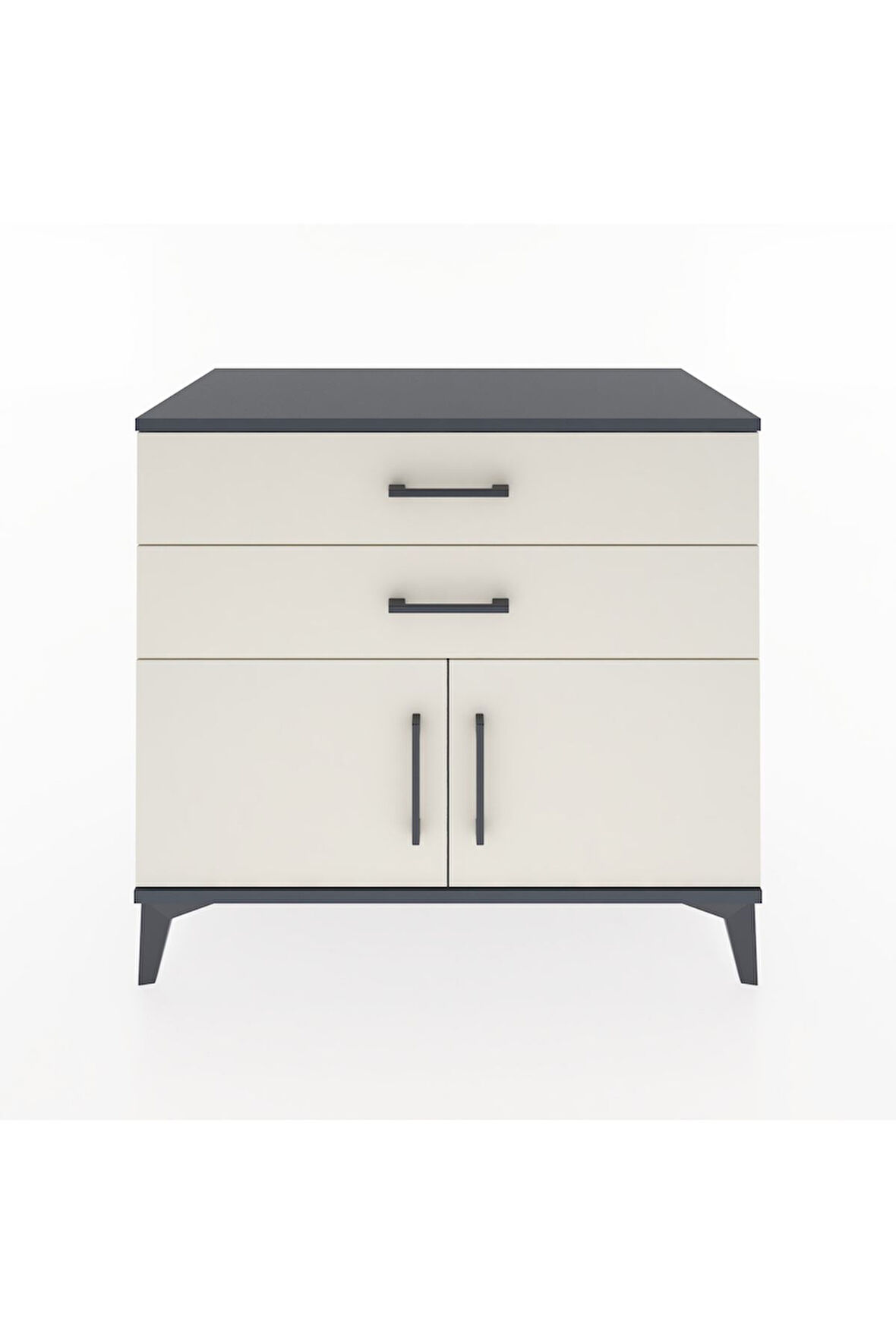 Hyperion Şifonyer Tek Raflı 2 Çekmeceli 2 Kapaklı 88x44x80 Antrasit-Aytaşı