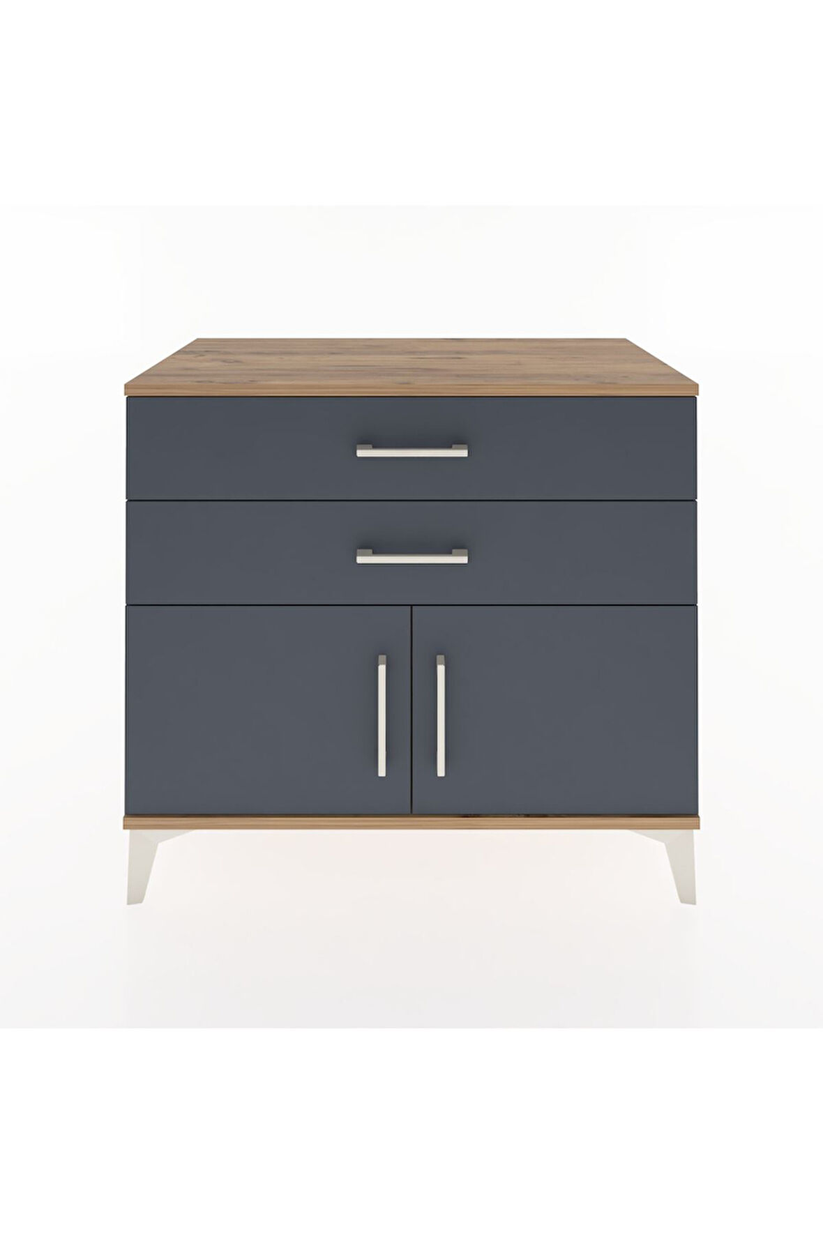 Hyperion Şifonyer 2 Çekmeceli 2 Kapaklı 88x44x80 Çam-Antrasit