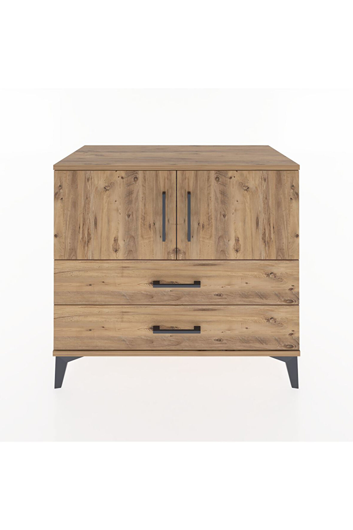 Hyperion Şifonyer Tek Raflı 2 Çekmeceli 2 Kapaklı 88x44x80 Çam-Çam