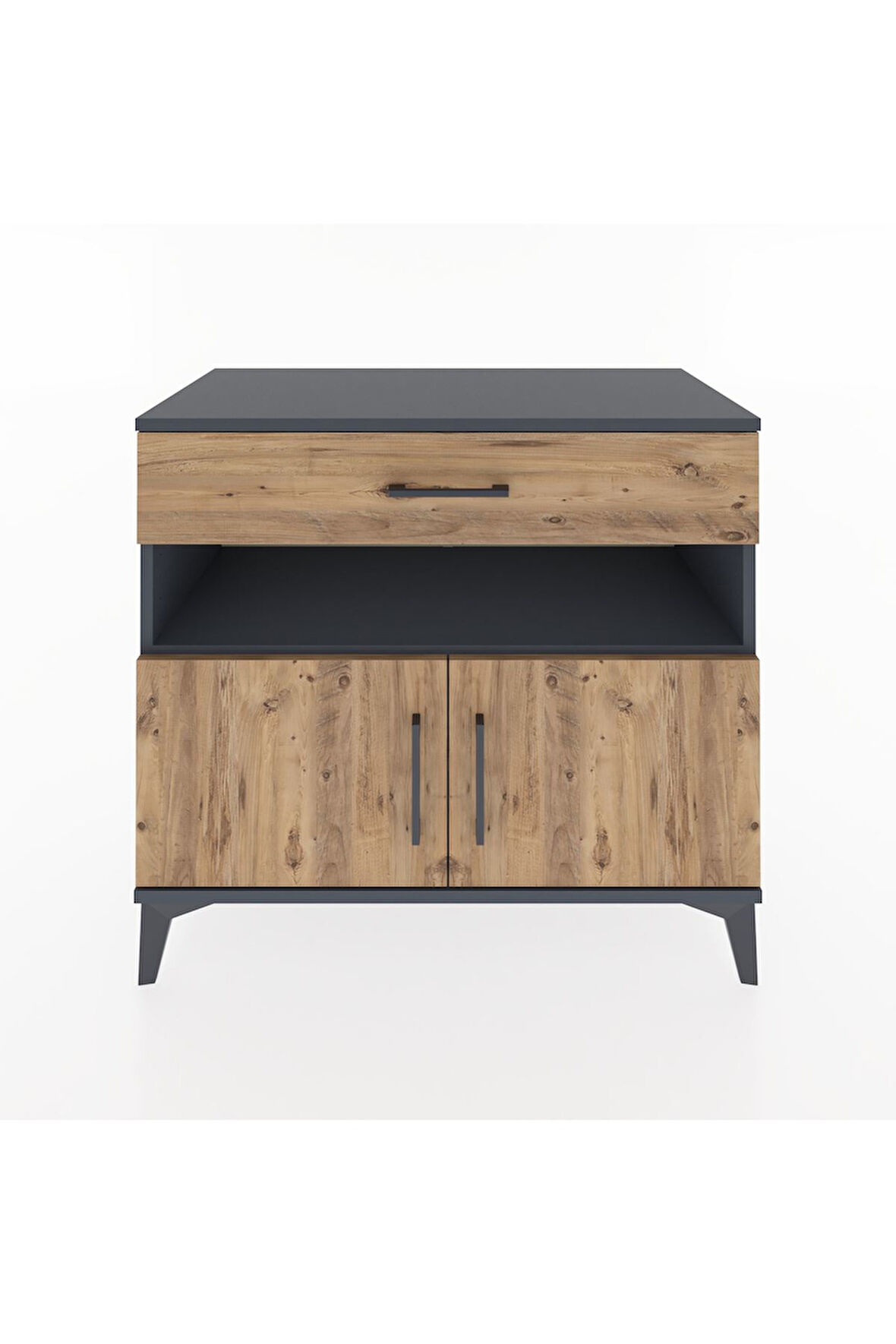 Hyperion Şifonyer 2 Raflı Tek Çekmeceli 2 Kapaklı 88x44x80 Antrasit-Çam