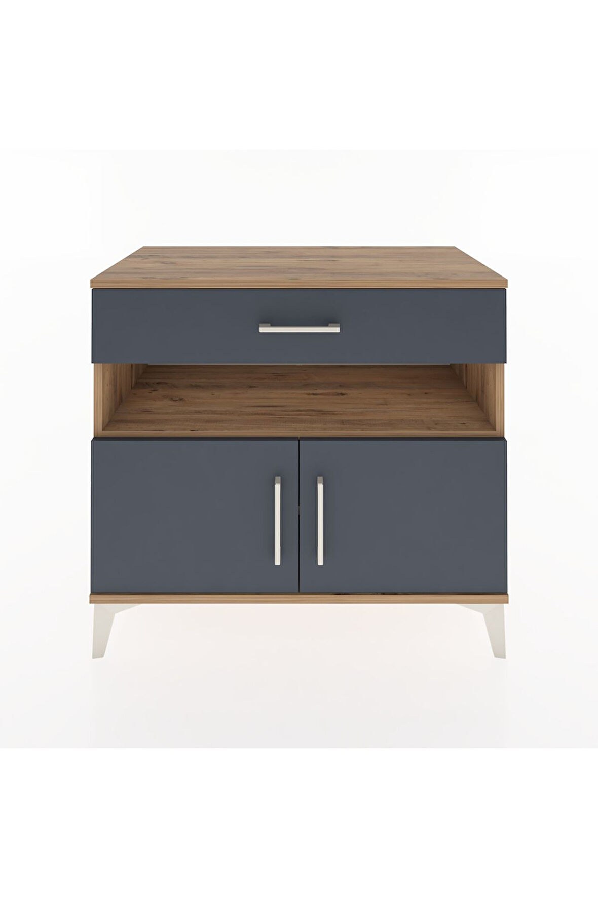 Hyperion Şifonyer 2 Raflı Tek Çekmeceli 2 Kapaklı 88x44x80 Çam-Antrasit