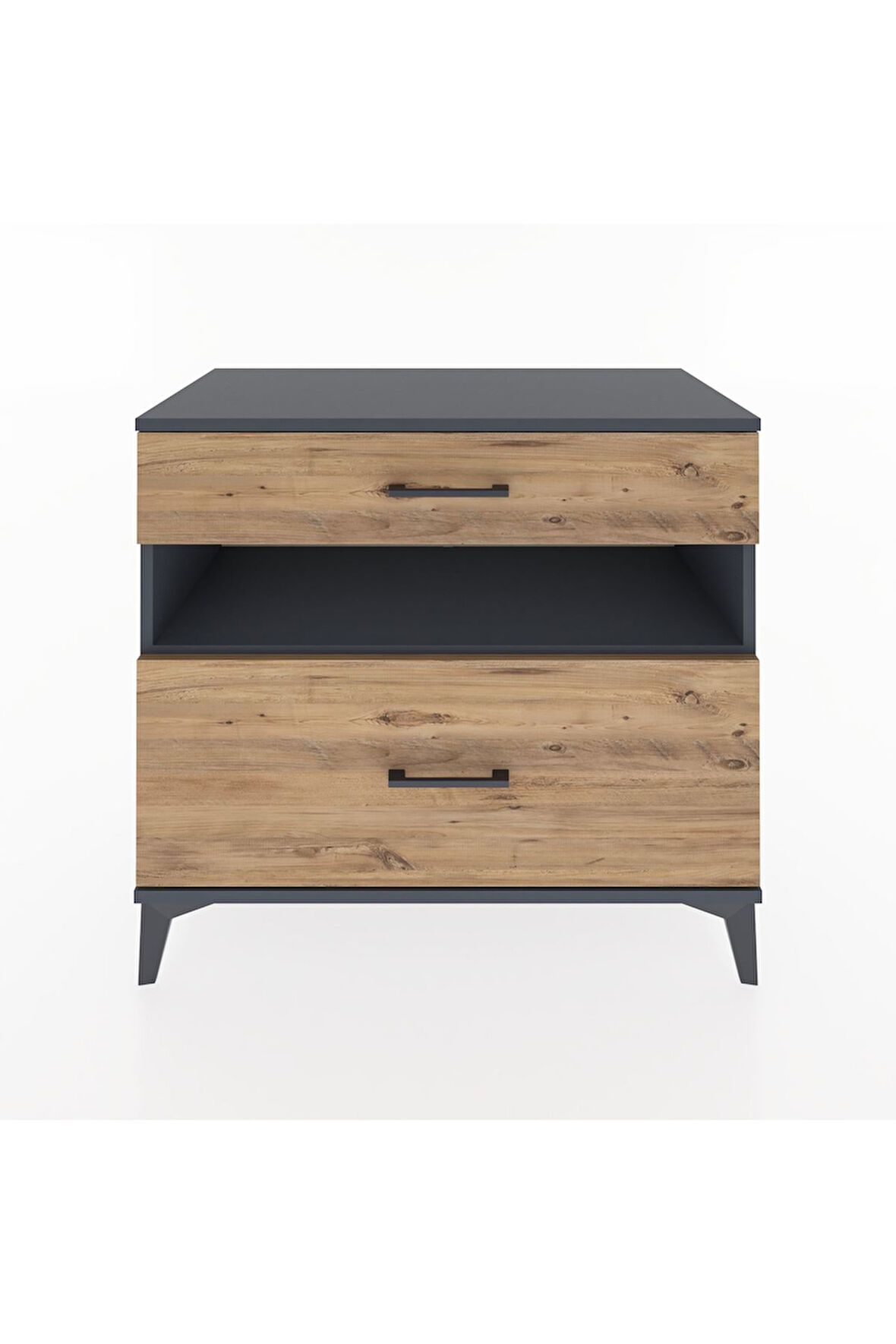 Hyperion Şifonyer Tek Raflı 2 Çekmeceli 88x44x80 Antrasit-Çam