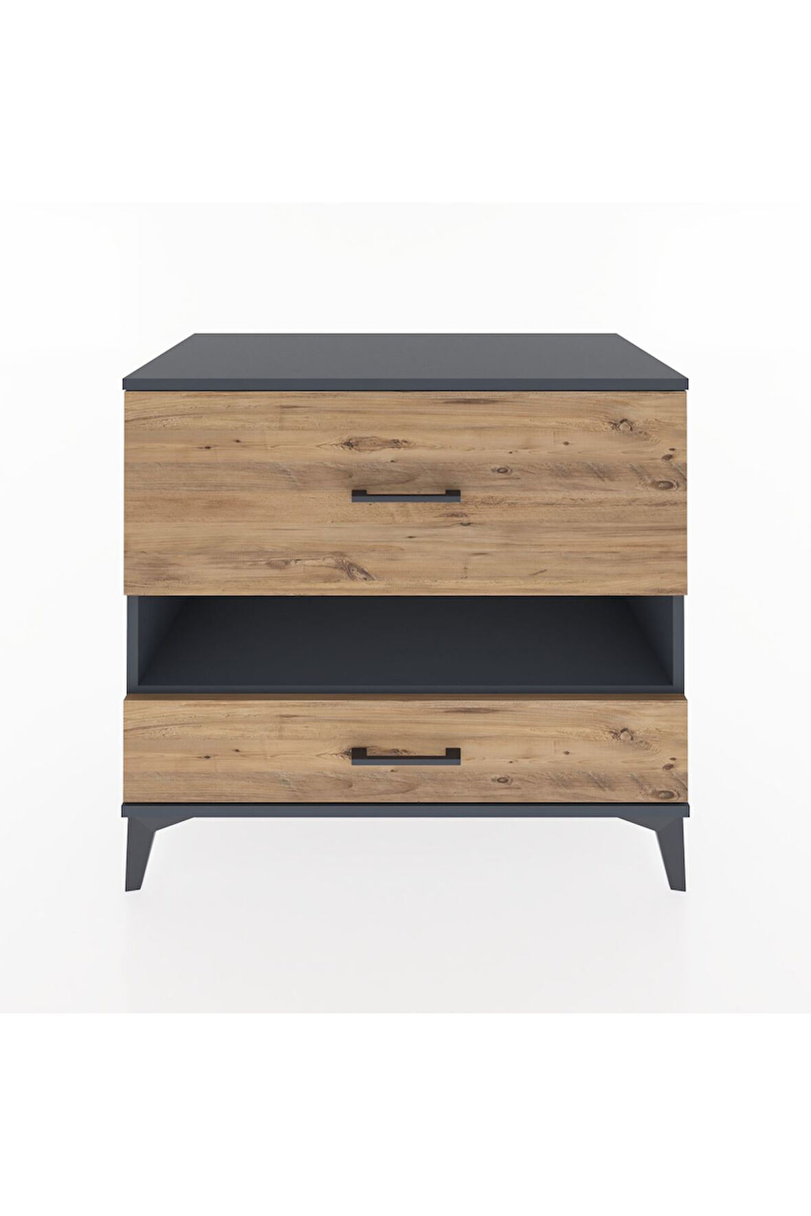 Hyperion Şifonyer Tek Raflı 2 Çekmeceli 88x44x80 Antrasit-Çam