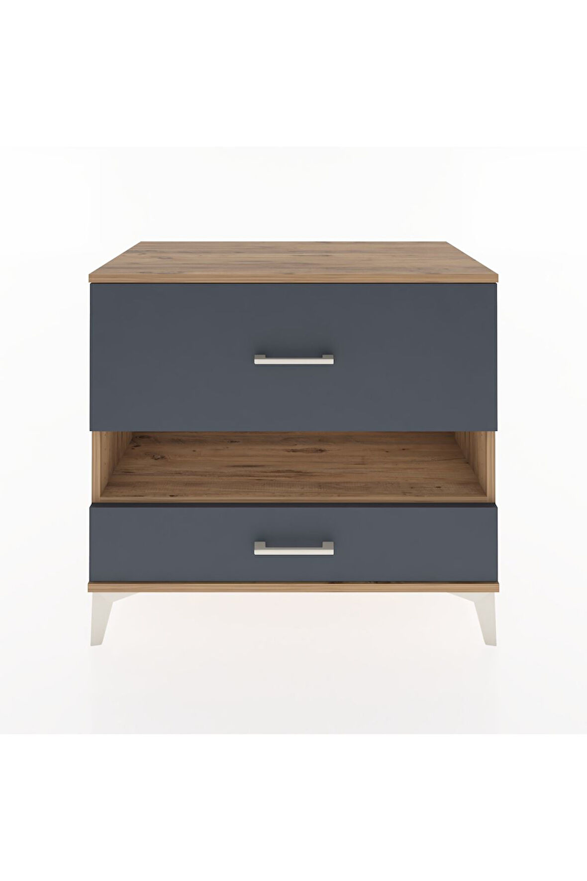 Hyperion Şifonyer Tek Raflı 2 Çekmeceli 88x44x80 Çam-Antrasit