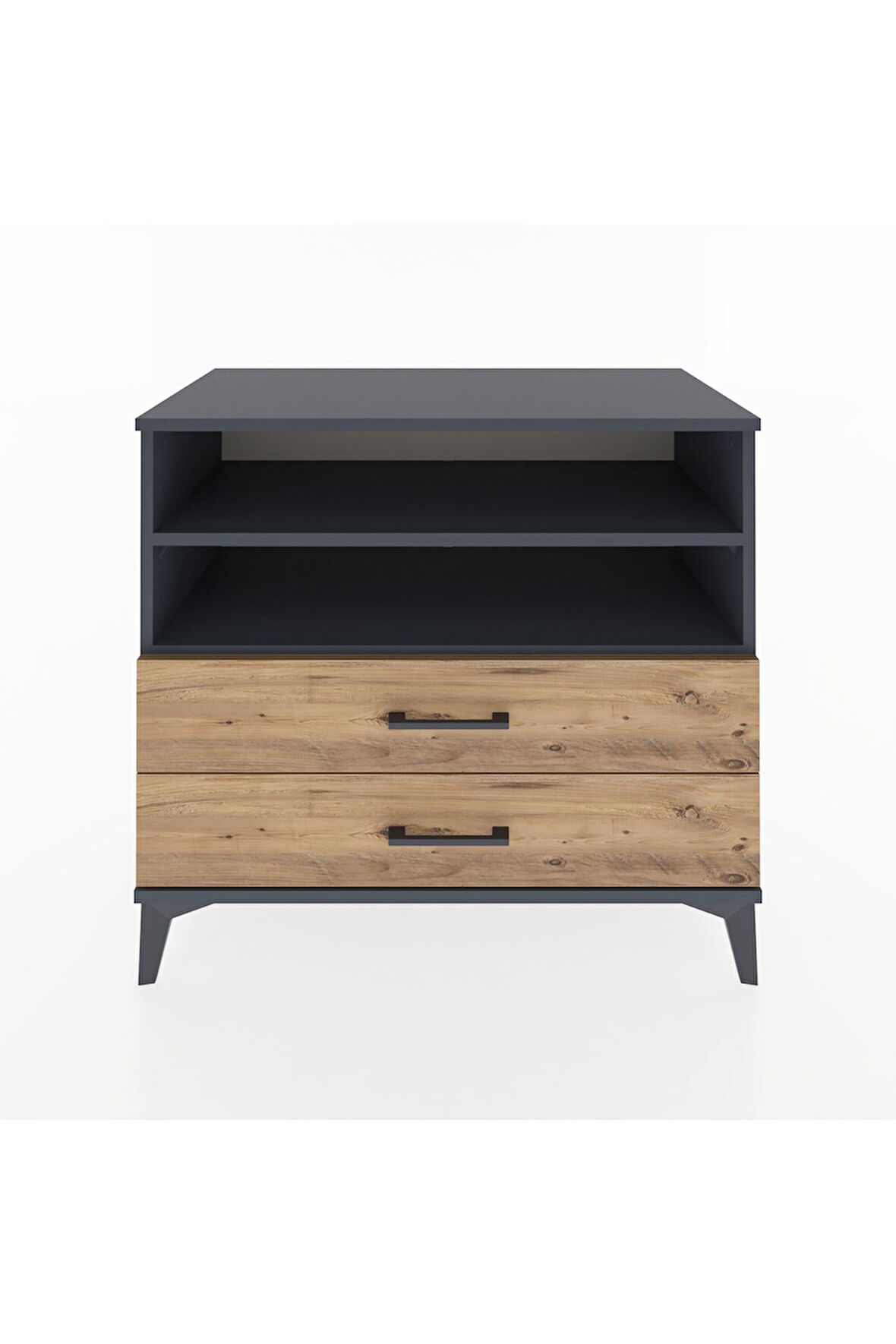 Hyperion Şifonyer 2 Raflı 2 Çekmeceli 88x44x80 Antrasit-Çam