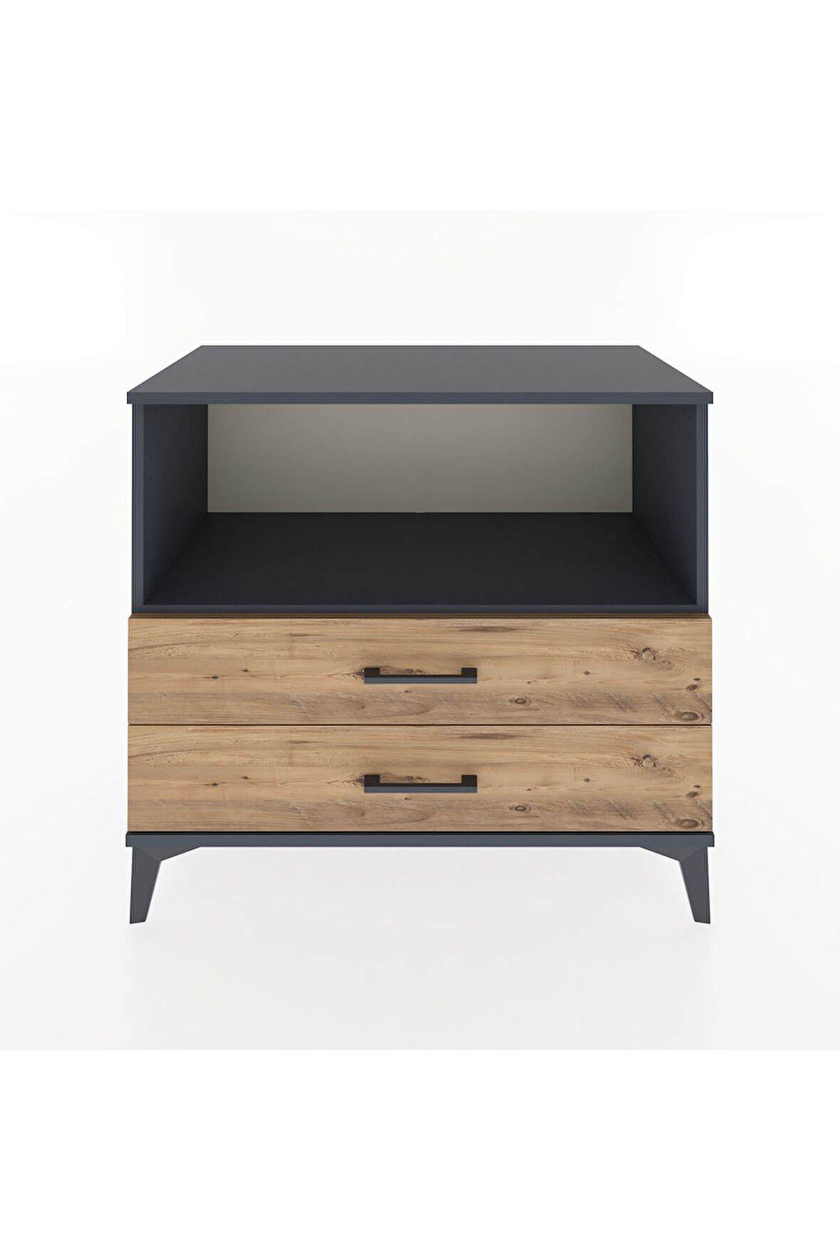 Hyperion Şifonyer Tek Raflı 2 Çekmeceli 88x44x80 Antrasit-Çam