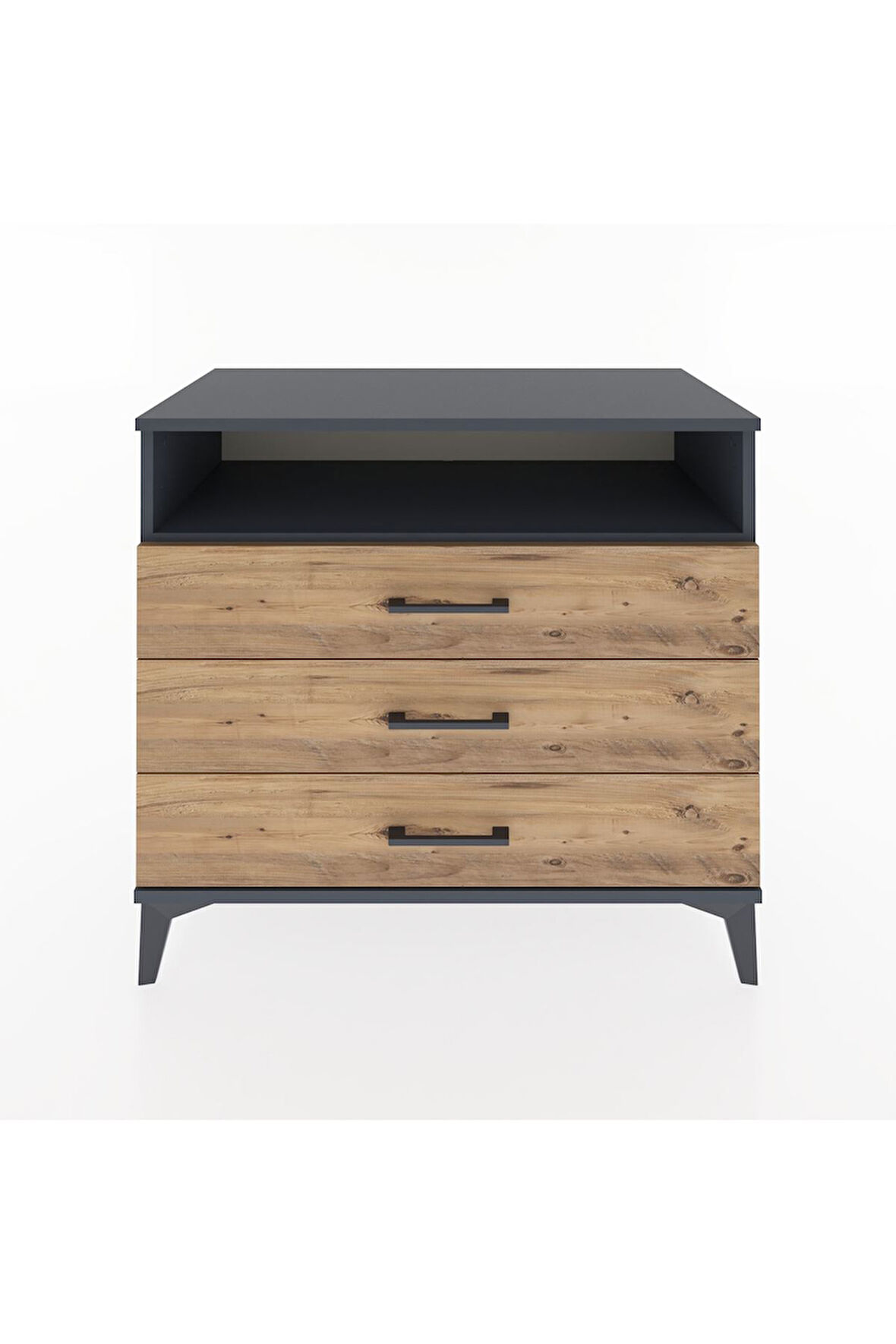 Hyperion Şifonyer Tek Raflı 3 Çekmeceli 88x44x80 Antrasit-Çam