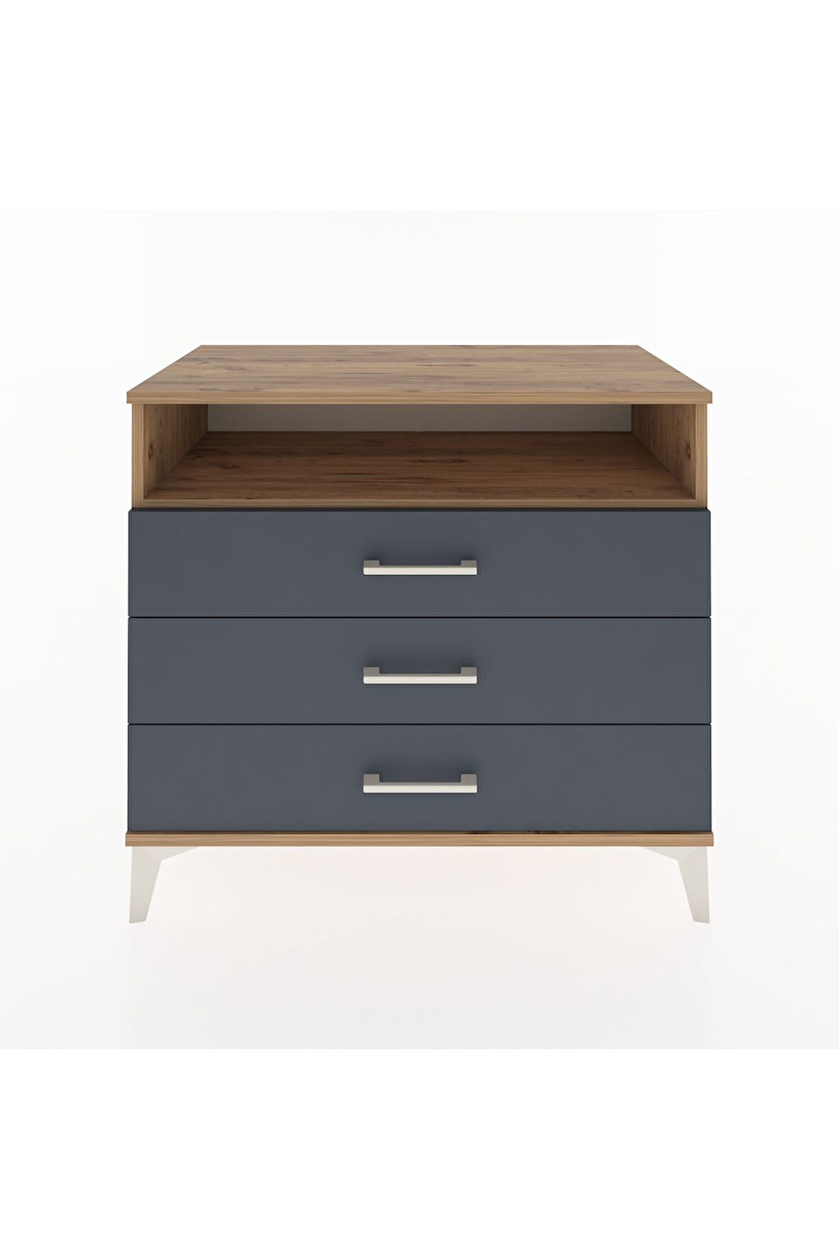 Hyperion Şifonyer Tek Raflı 3 Çekmeceli 88x44x80 Çam-Antrasit