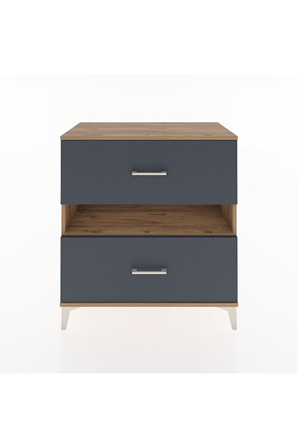 Hyperion Şifonyer Tek Raflı 2 Çekmeceli 88x44x96 Çam-Antrasit