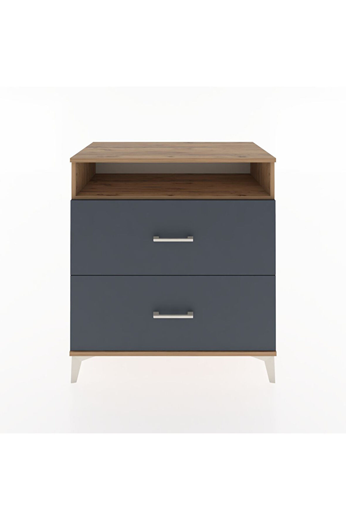 Hyperion Şifonyer Tek Raflı 2 Çekmeceli 88x44x96 Çam-Antrasit