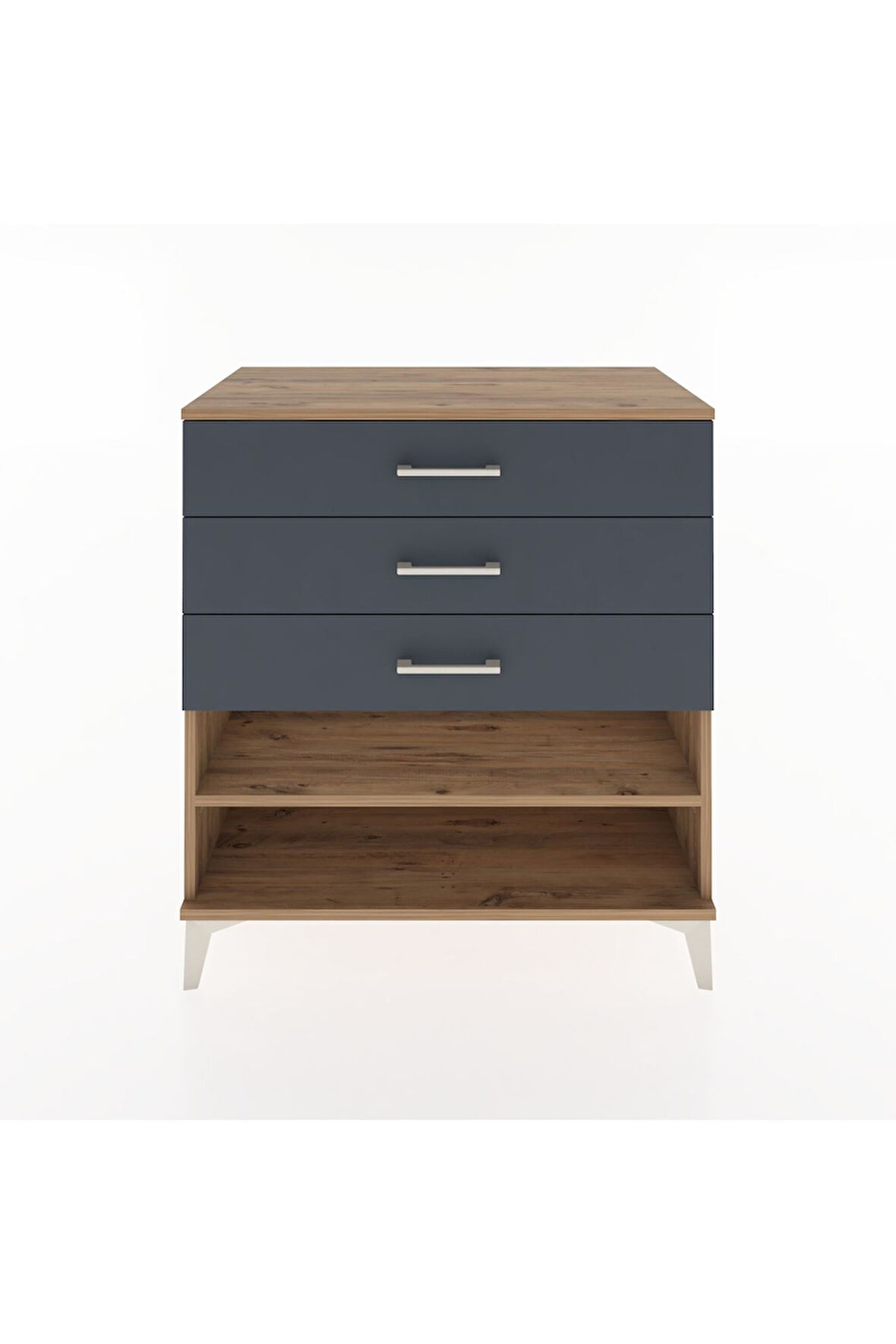 Hyperion Şifonyer Tek Raflı 3 Çekmeceli 88x44x96 Çam-Antrasit