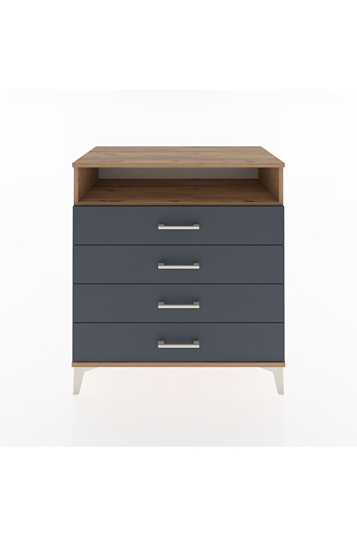 Hyperion Şifonyer Tek Raflı 4 Çekmeceli 88x44x96 Çam-Antrasit