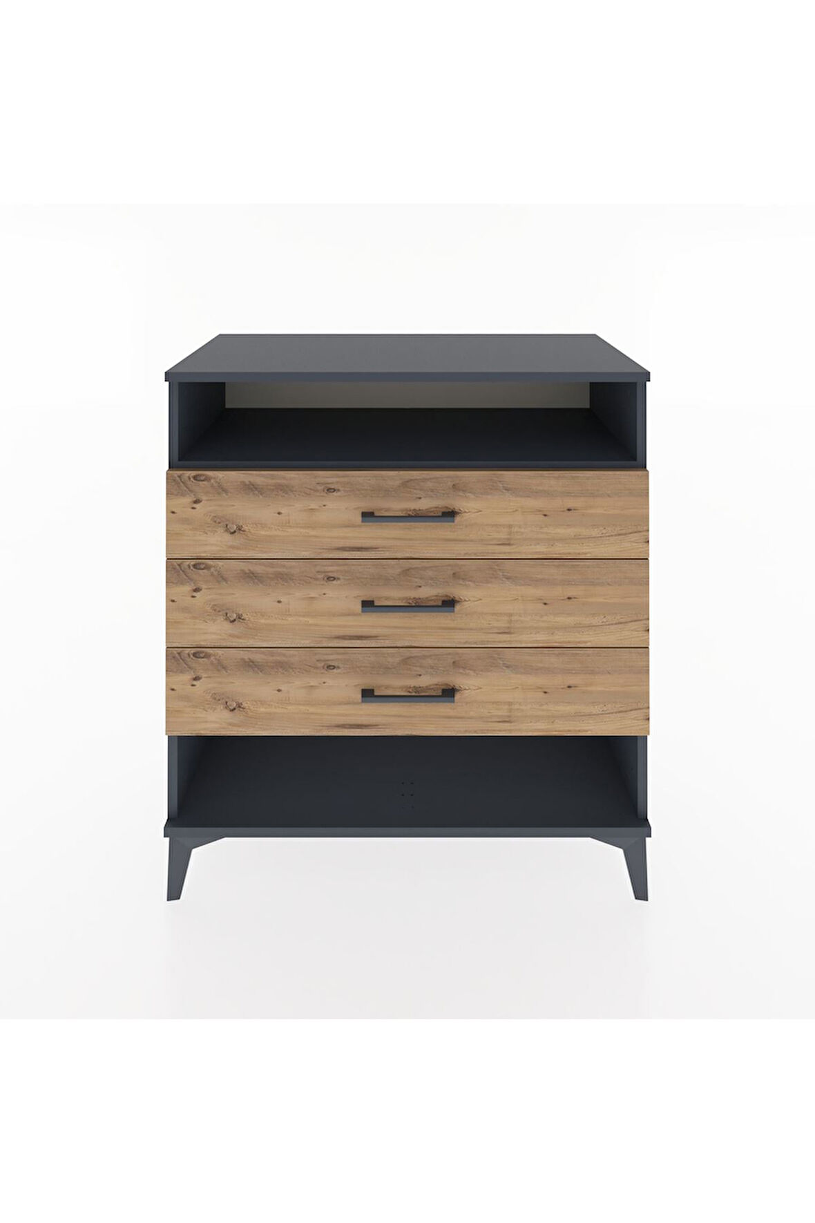 Hyperion Şifonyer Tek Raflı 3 Çekmeceli 88x44x96 Antrasit-Çam