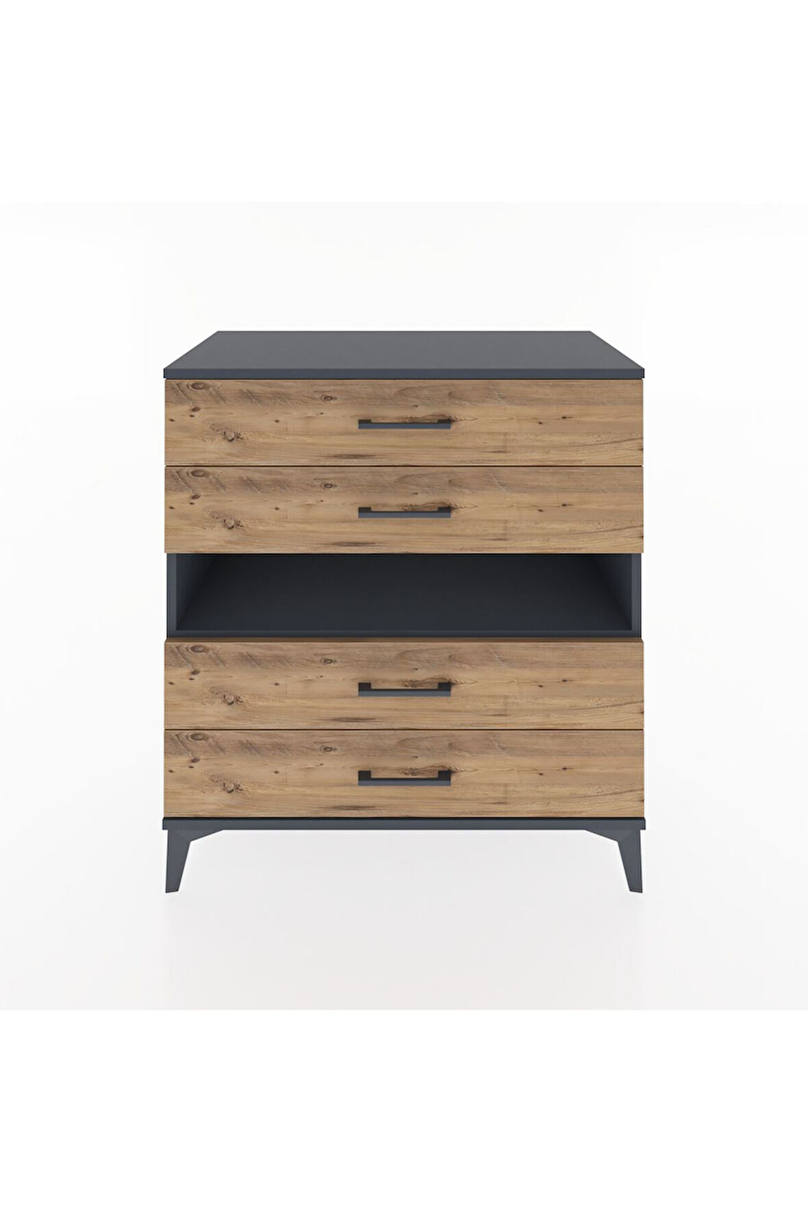 Hyperion Şifonyer Tek Raflı 4 Çekmeceli 88x44x96 Antrasit-Çam